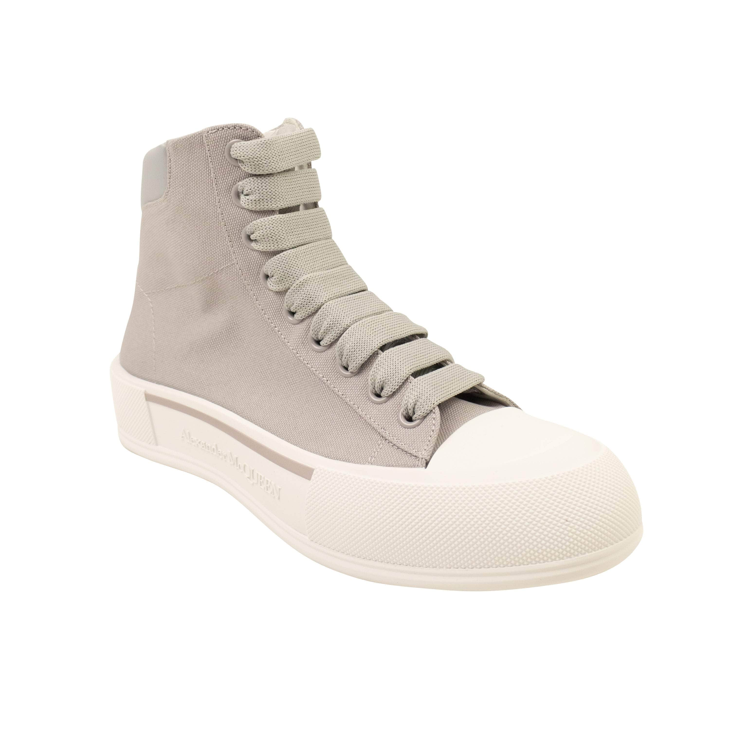 Alexander McQueen AMQ-XSNK-0002/40.5 NIB ALEXANDER MCQUEEN Grey Deck Plimsoll Hi Top Sneakers Size 7.5/40.5 $580 AMQ-XSNK-0002/40.5