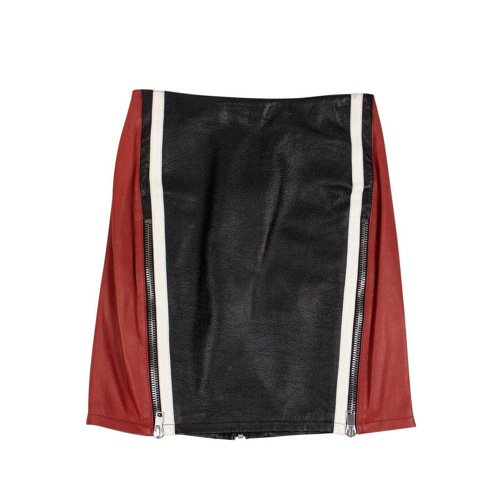 Alexander McQueen Women's Skirts 40/4-6 Leather Block Color Mini Skirt - Black 75LE-87/40 75LE-87/40