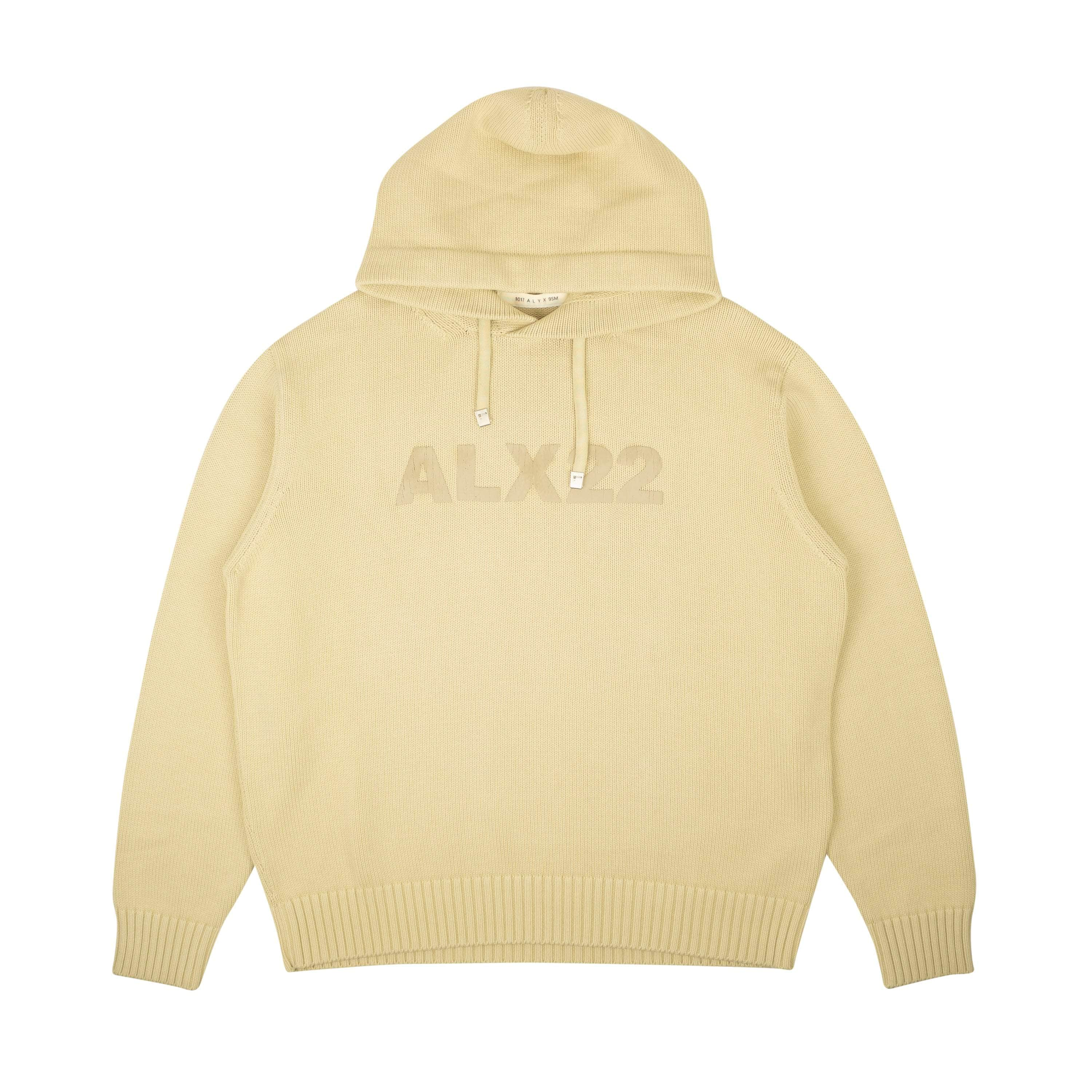 Alyx ALX-XHDS-0002/L NWT ALYX Beige Treated Logo Knit Hoodie Sweatshirt Size L $600 ALX-XHDS-0002/L