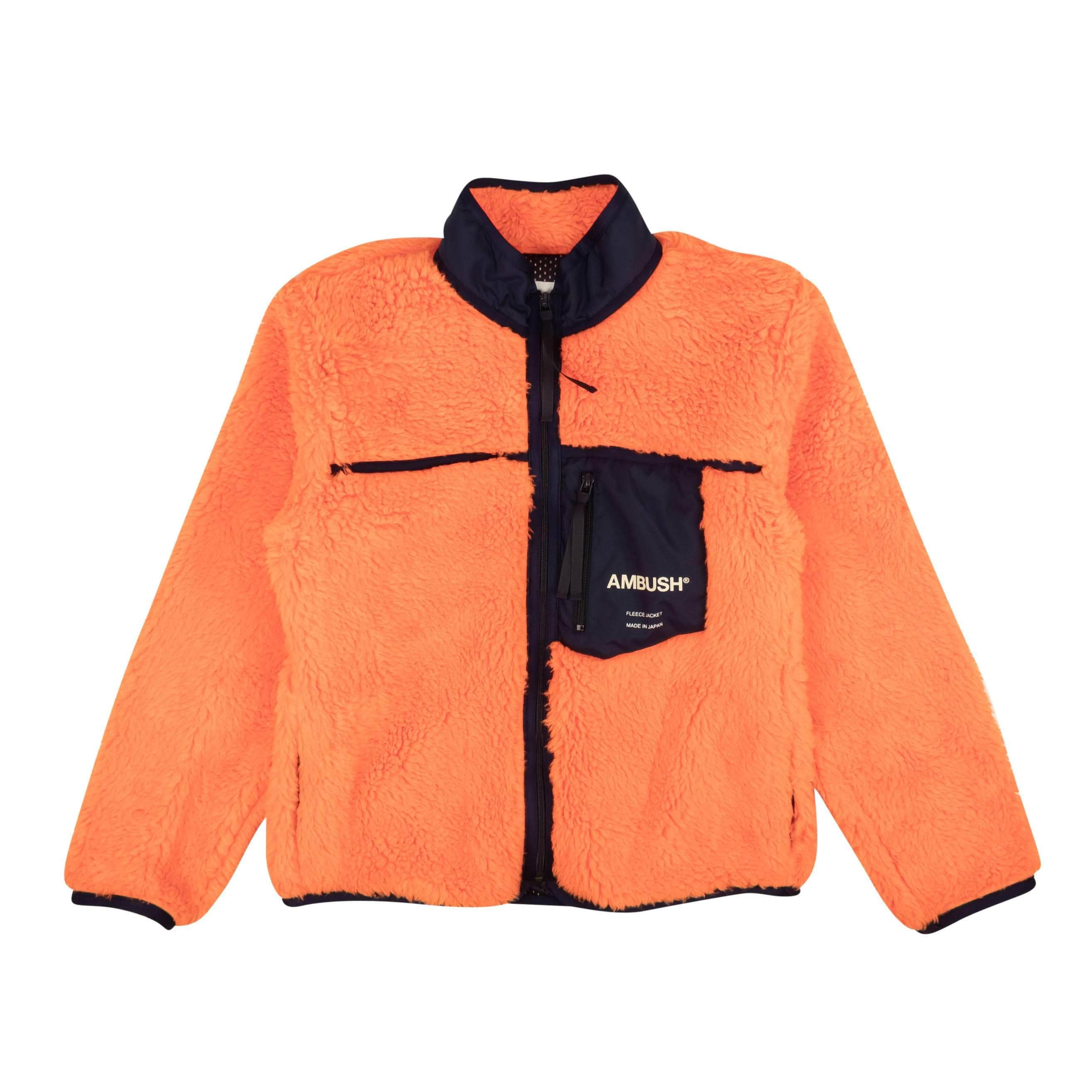 Ambush 95-AMB-0004/2 NEW AMBUSH Orange Navy Trim New Fleece Logo Jacket Size 2 $1150 95-AMB-0004/2