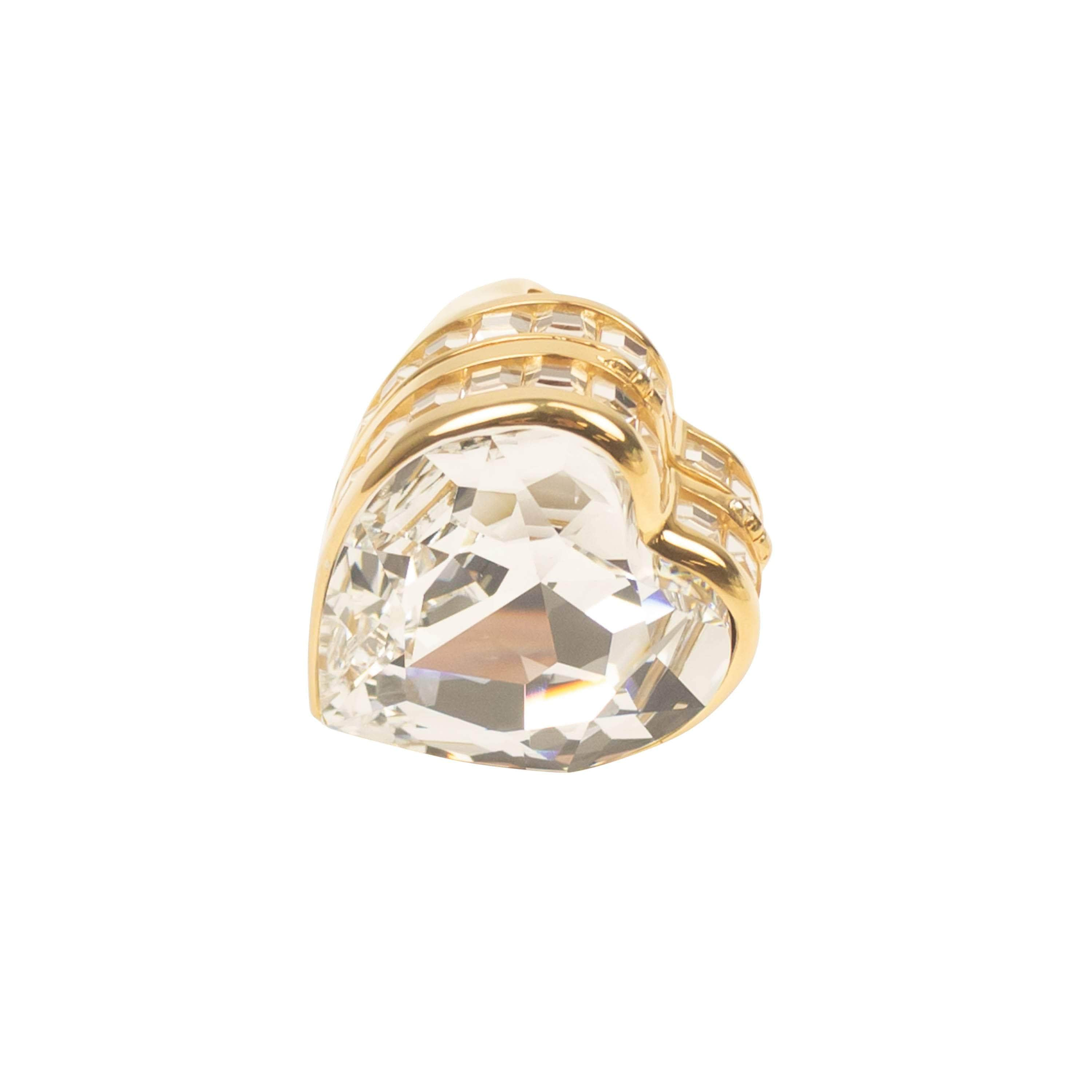 Ambush 95-AMB-3023/S NIB AMBUSH Gold & Clear Heart Box Crystal Ring Size S $1012 95-AMB-3023/S