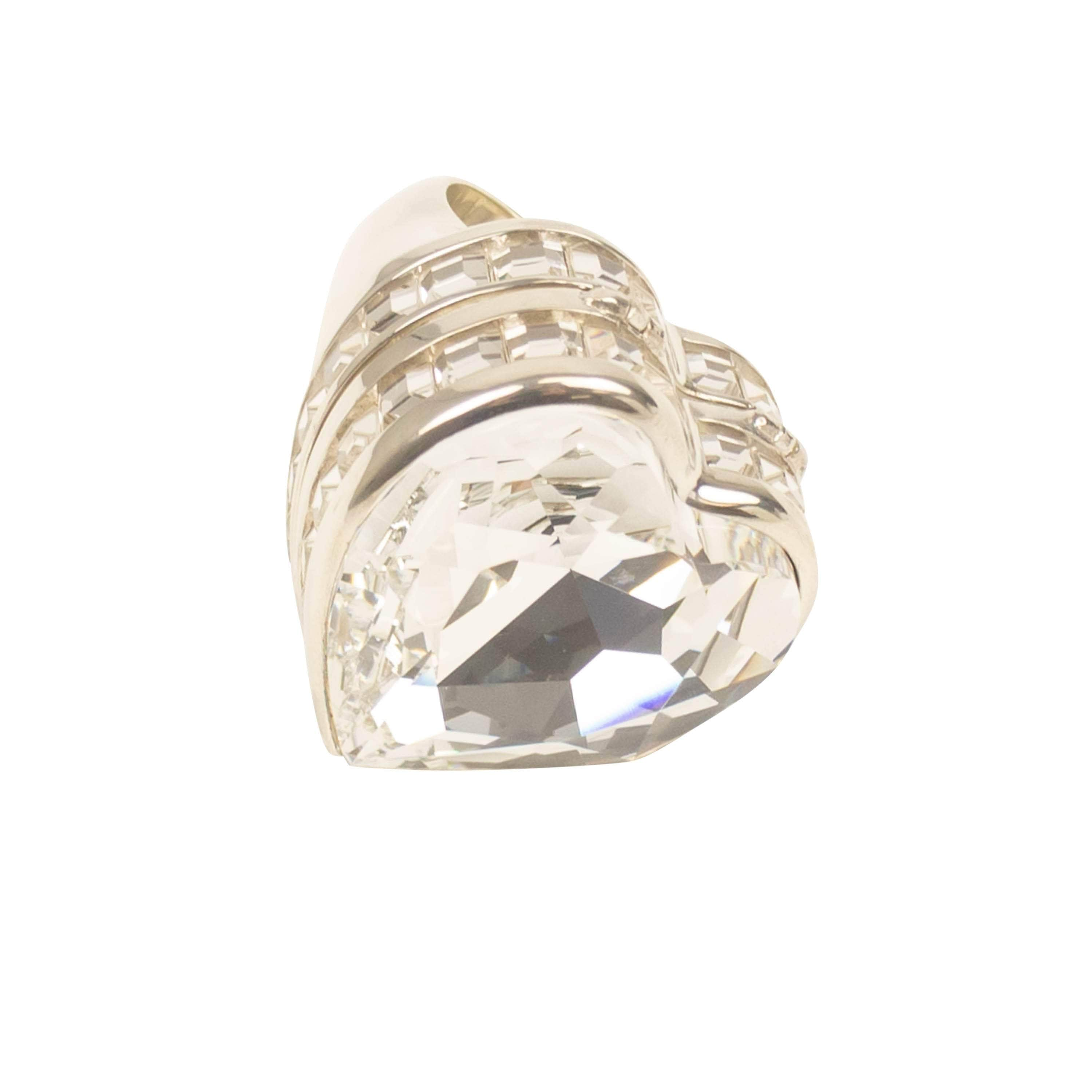 Ambush 95-AMB-3025/S NIB AMBUSH Silver & Clear Heart Box Crystal Ring Size S $1012 95-AMB-3025/S