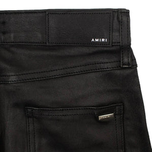Amiri 1000-2000, amiri, channelenable-all, chicmi, couponcollection, gender-womens, main-clothing, size-27, womens-skinny-jeans Women's Black Leather Hybrid Cropped Jeans