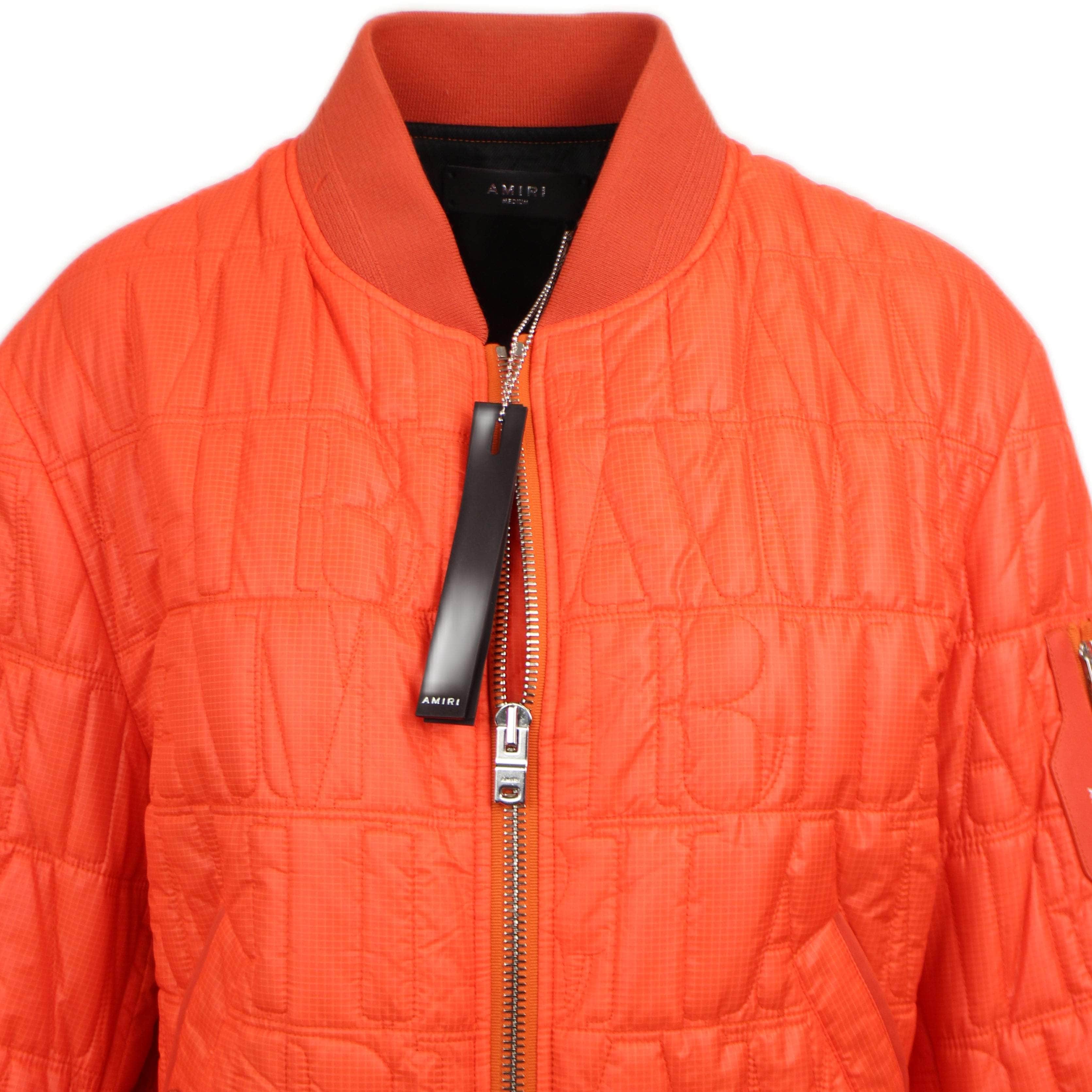 Amiri 1000-2000, amiri, channelenable-all, chicmi, couponcollection, main-clothing, mens-bombers, shop375, Stadium Goods Orange QUILTED LOGO Jacket Bomber