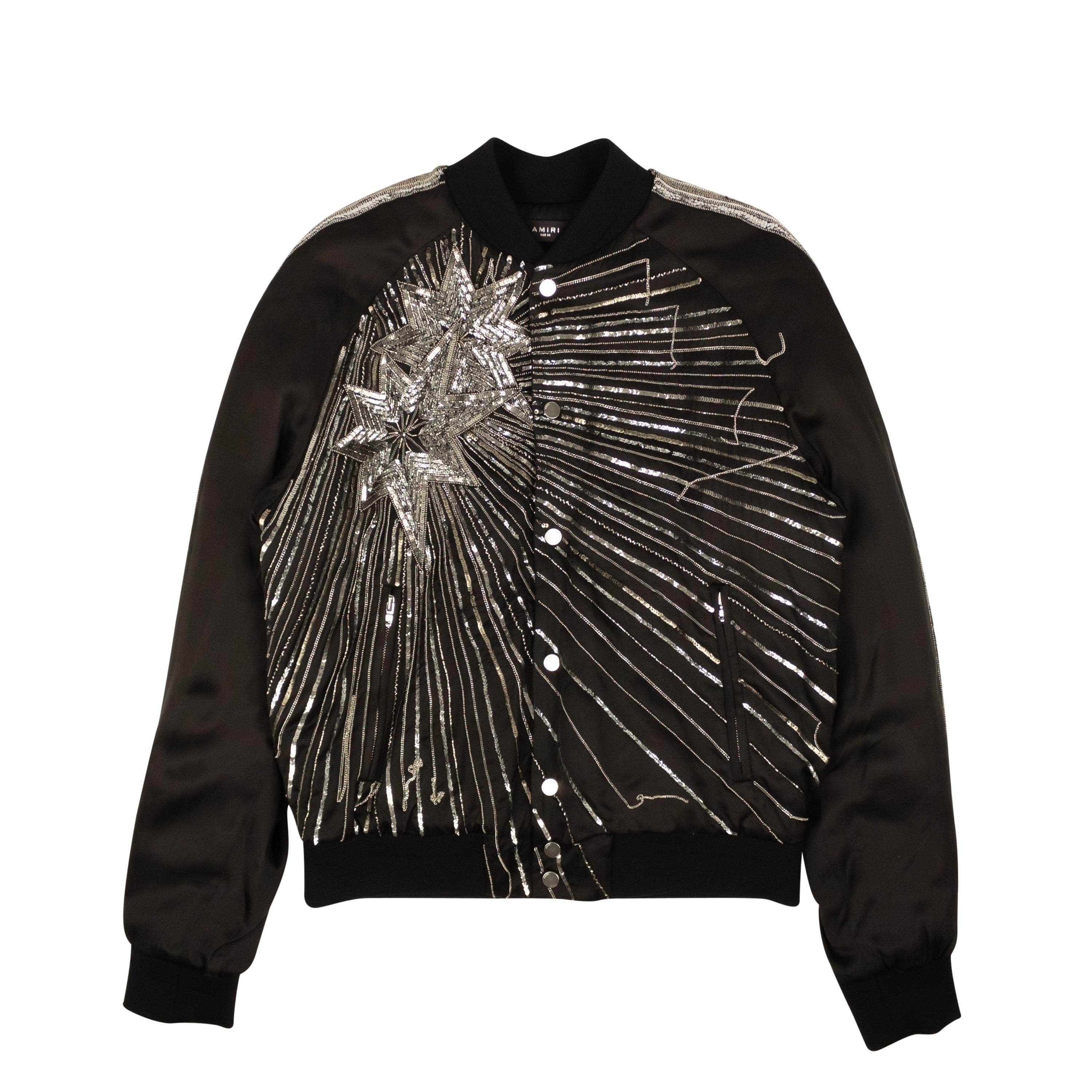 Amiri 2000-5000, amiri, channelenable-all, chicmi, couponcollection, gender-mens, main-clothing, mens-bombers, mens-shoes, size-50 50 Black Viscose Beaded Star Design Bomber Jacket AMR-XOTW-0016/50 AMR-XOTW-0016/50