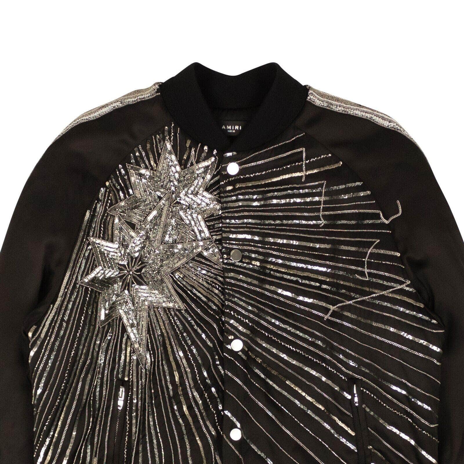 Amiri 2000-5000, amiri, channelenable-all, chicmi, couponcollection, gender-mens, main-clothing, mens-bombers, mens-shoes, size-50 50 Black Viscose Beaded Star Design Bomber Jacket AMR-XOTW-0016/50 AMR-XOTW-0016/50