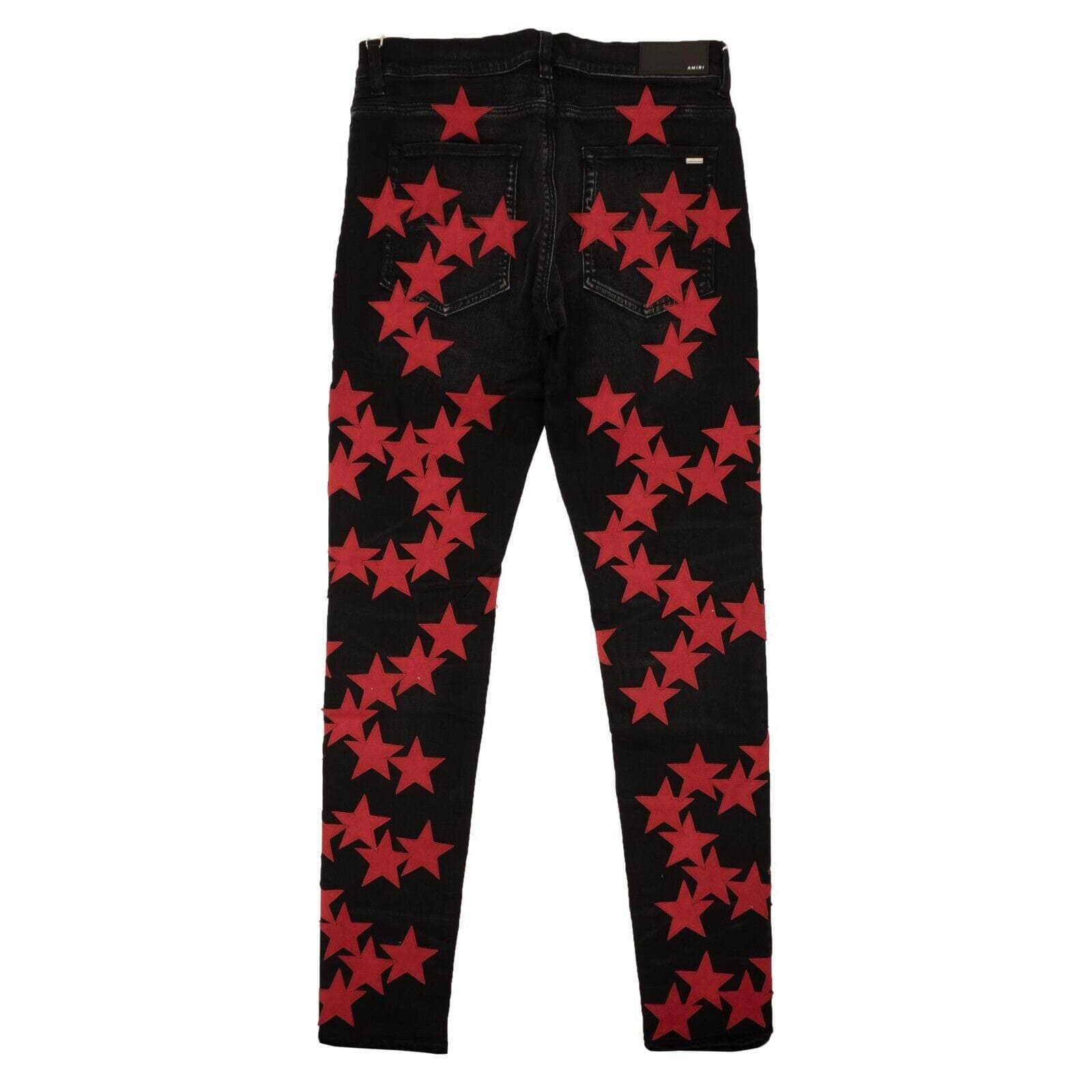 Amiri 2000-5000, amiri, channelenable-all, chicmi, couponcollection, gender-mens, main-clothing, mens-shoes, mens-skinny-jeans, size-34, size-36, SPO Black And Red Chemist Ultra Suede Star Jeans