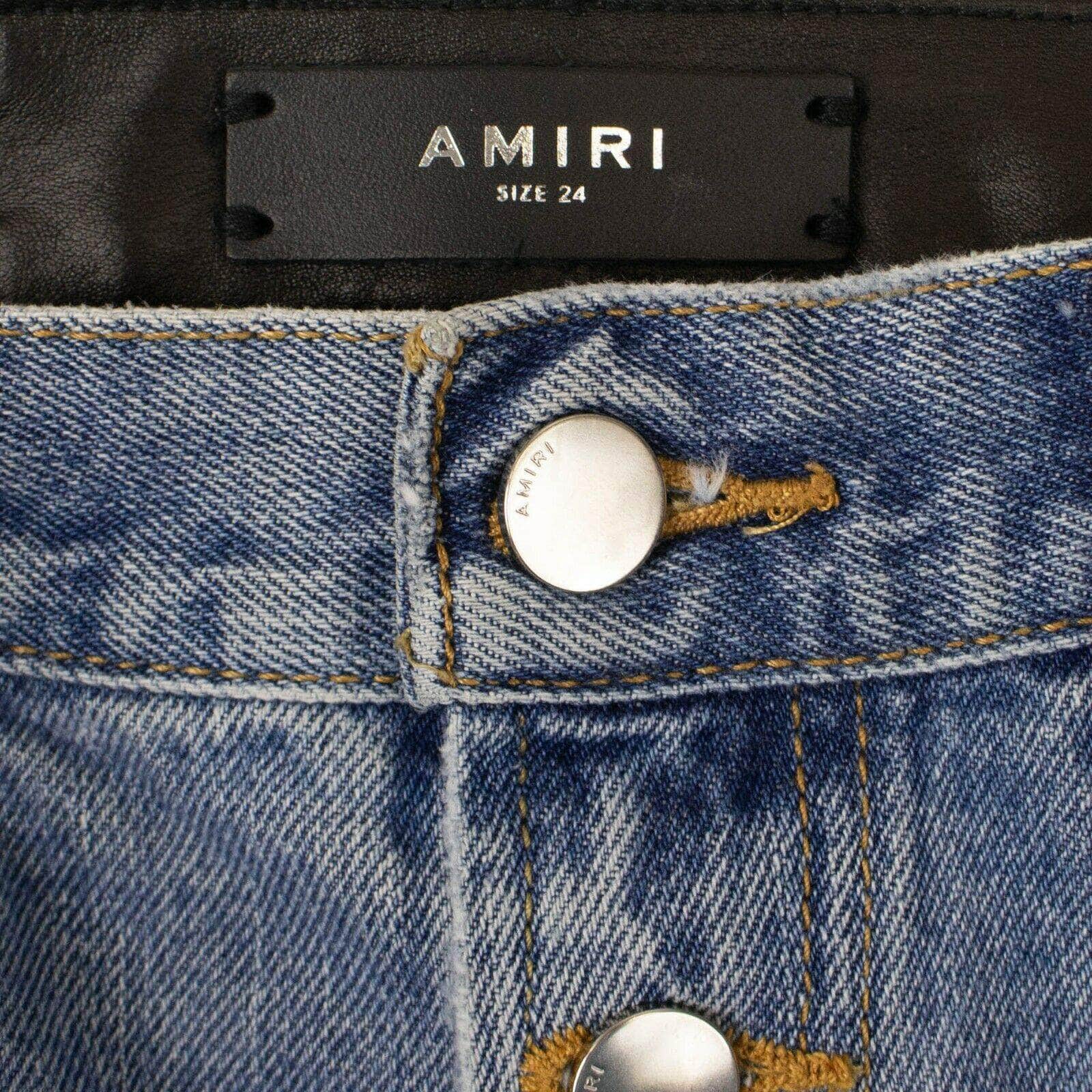 Amiri 250-500, amiri, AMR, AWC1, channelenable-all, chicmi, couponcollection, gender-womens, main-clothing, size-24, size-28, SPO, womens-skinny-jeans Women's Blue Denim Black Leather Pants