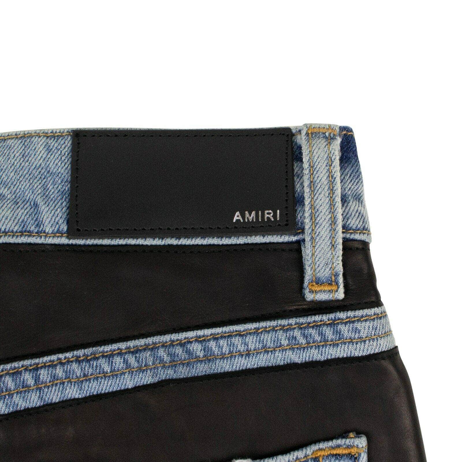 Amiri 250-500, amiri, AMR, AWC1, chicmi, couponcollection, gender-womens, july4th, main-clothing, sale-enable, size-24, size-25, size-26, size-27, size-28, size-29, size-30, SPO, womens-straight-jeans Women's Black Leather And Denim Straight Jeans