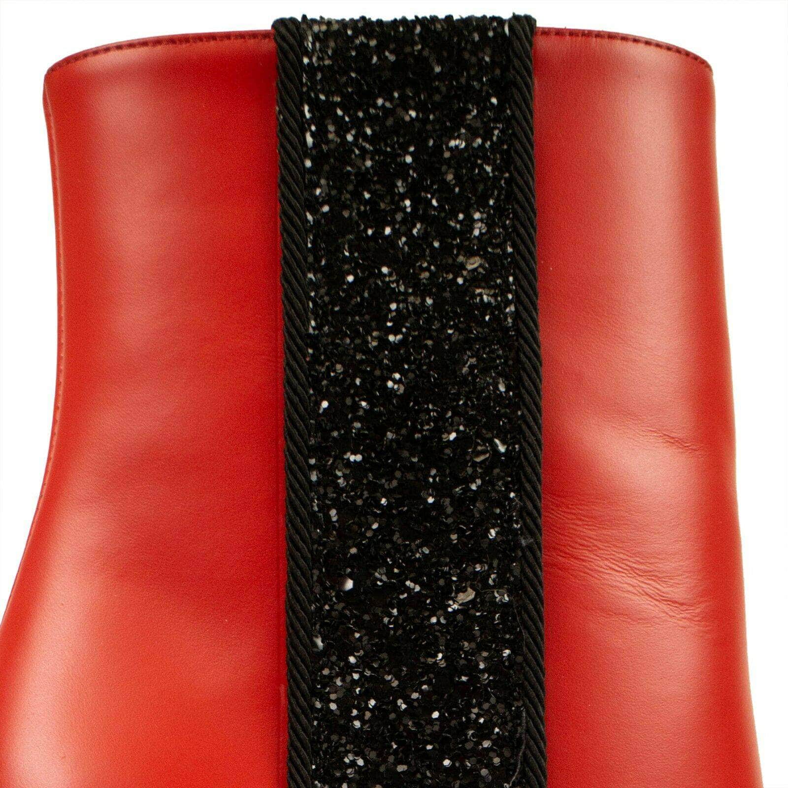AMIRI 250-500, amiri, couponcollection, gender-womens, main-shoes, size-36 Red Leather Glitter Stripe Chunky Heel Boots