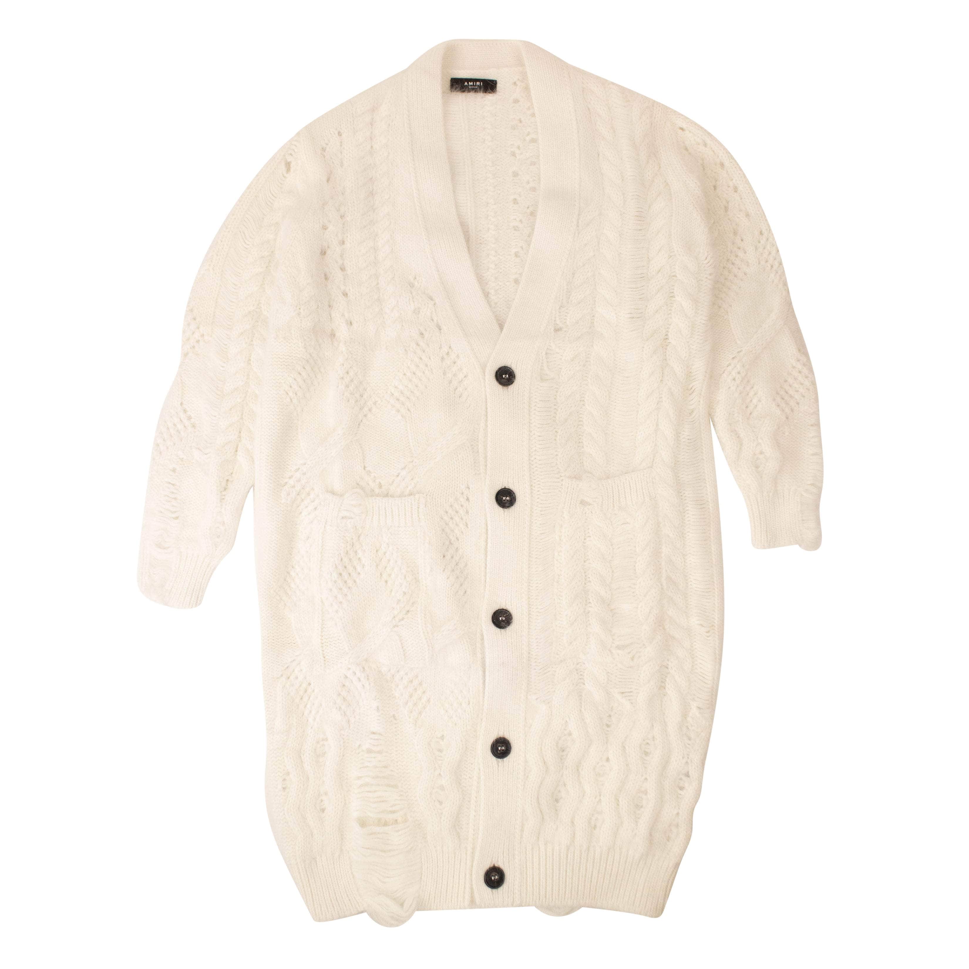Amiri 500-750, amiri, AMR, AWC1, channelenable-all, chicmi, couponcollection, gender-womens, main-clothing, size-s, size-xs, SPO, womens-cardigans Women's Cream Amiri Angora Multipoint Cardigan