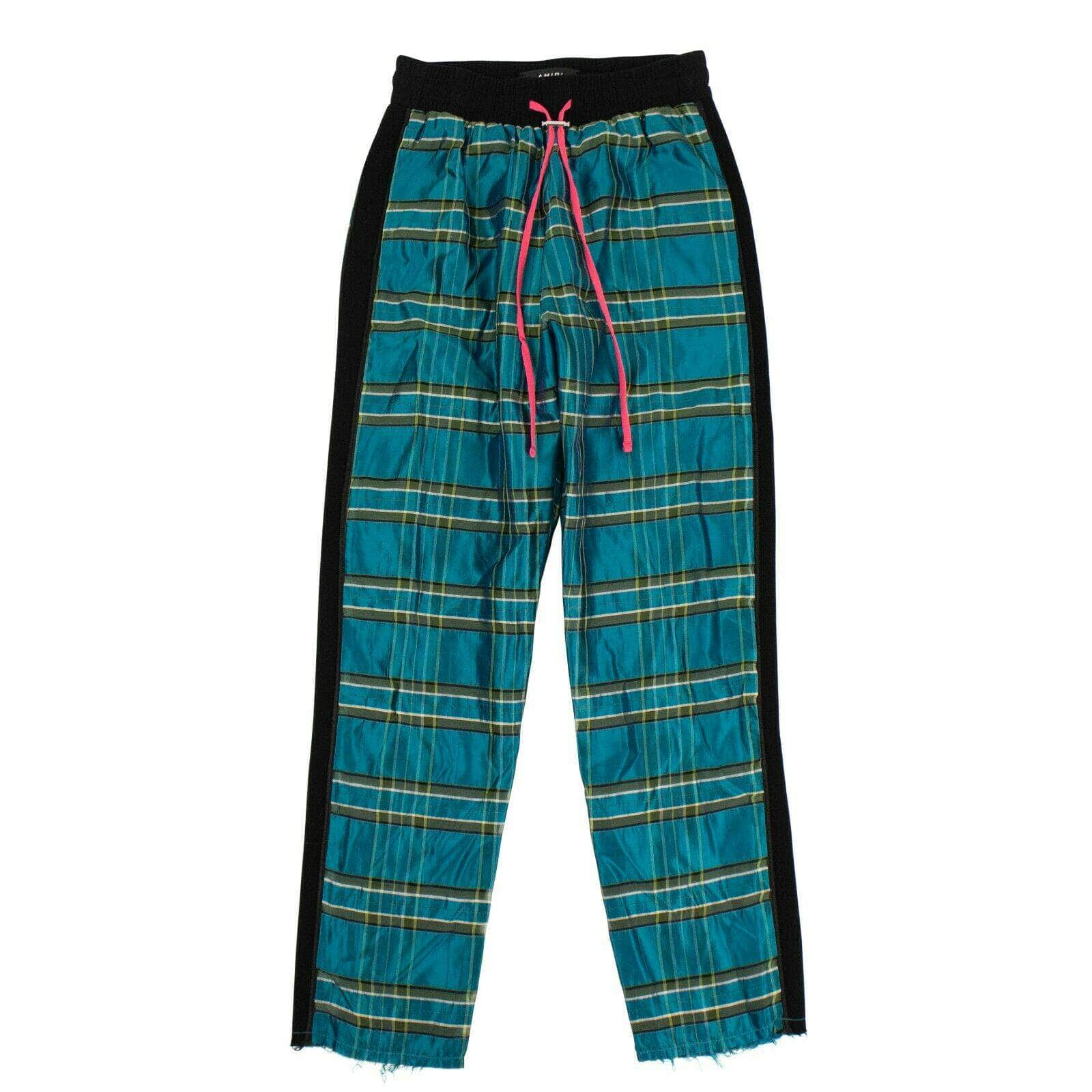 Amiri 69LE-1213/S NWT AMIRI Blue Silk Plaid Straight Leg Track Pants Size S $1350 69LE-1213/S