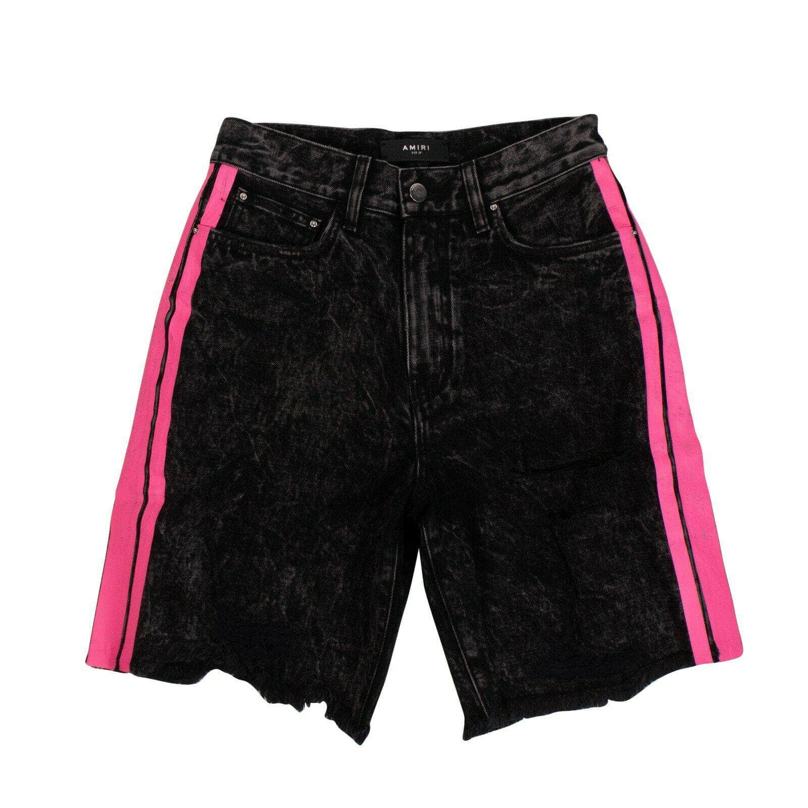 Amiri 73A-1189/28 NWT AMIRI Black Acid Wash Denim Side Stripes Shorts Pants Size 28 $550 73A-1189/28