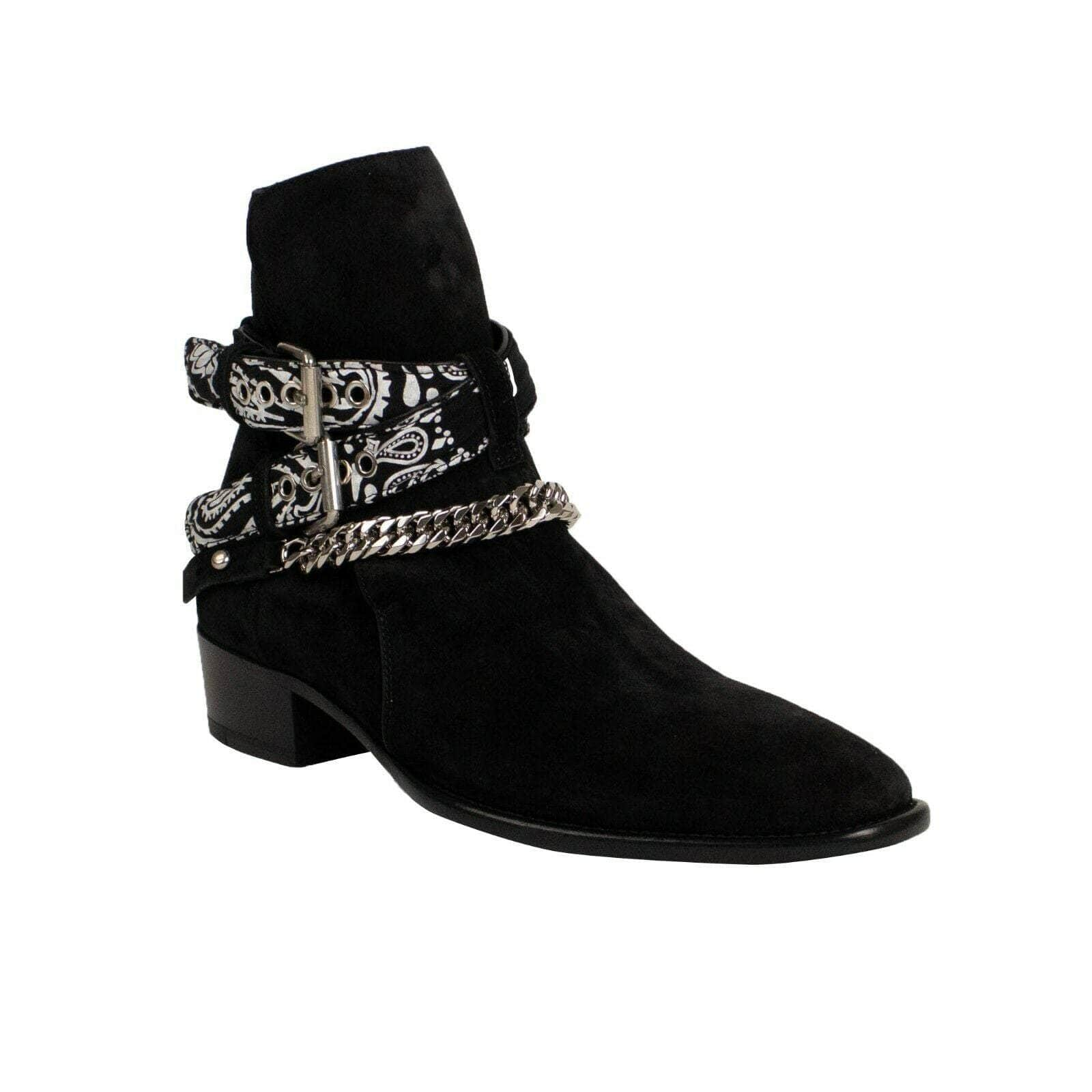 Amiri 73A-2056/41 NIB AMIRI Black Suede Bandana Buckle Boots Shoe Size 8/41 $1390 73A-2056/41