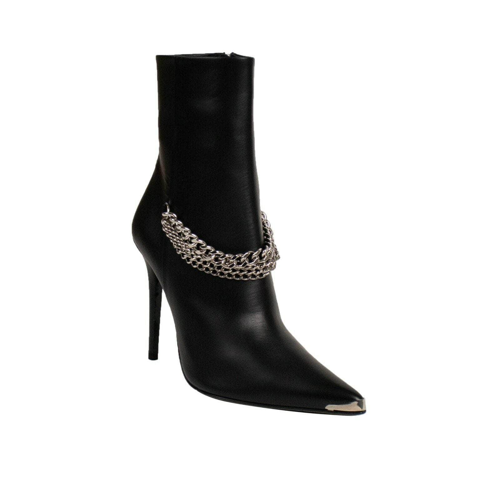 Amiri 73A-2064/38.5 NIB AMIRI Black Leather Western Chain Heel Boots Shoe Size 8.5/38.5 $1390 73A-2064/38.5