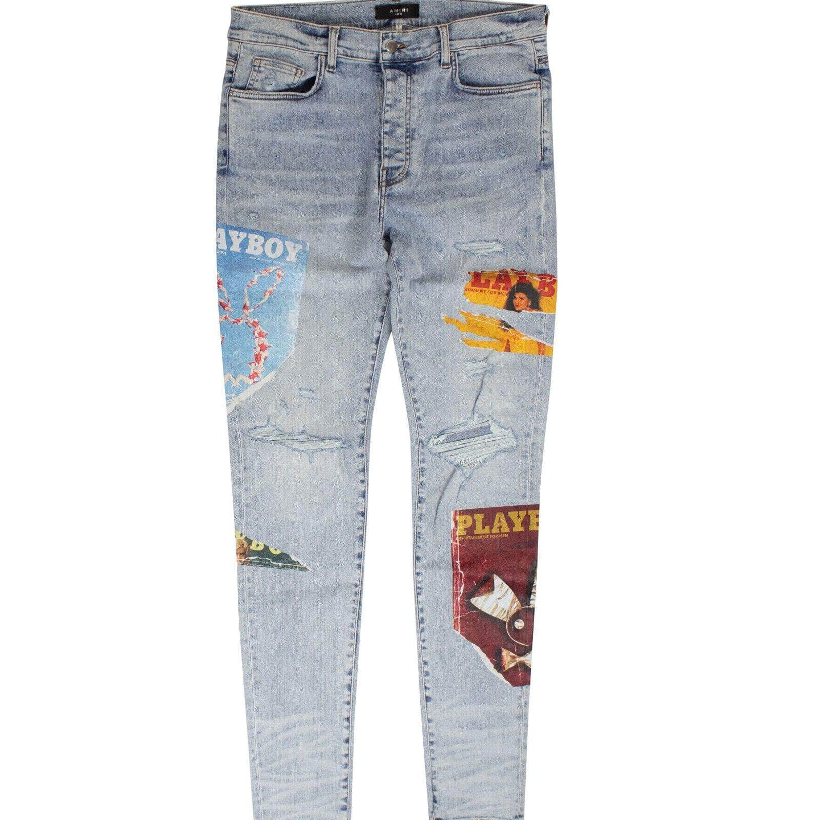 Amiri 750-1000, amiri, channelenable-all, chicmi, couponcollection, gender-mens, main-clothing, mens-shoes, mens-skinny-jeans, size-36 36 / AMR-XJNS-0060/36 Blue Playboy Magazine Jeans AMR-XJNS-0060/36 AMR-XJNS-0060/36