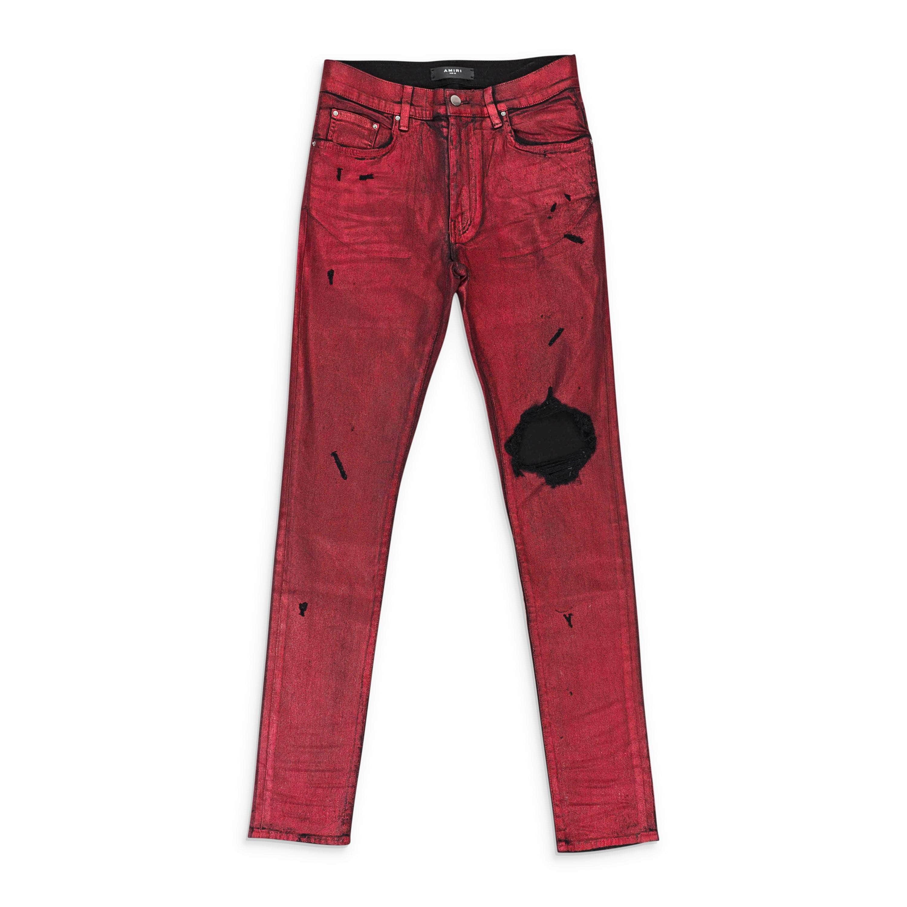 Amiri 93-AMR-1014/28 NWT Amiri Black / Red Foil Broken Jean Size 28 $750 93-AMR-1014/28