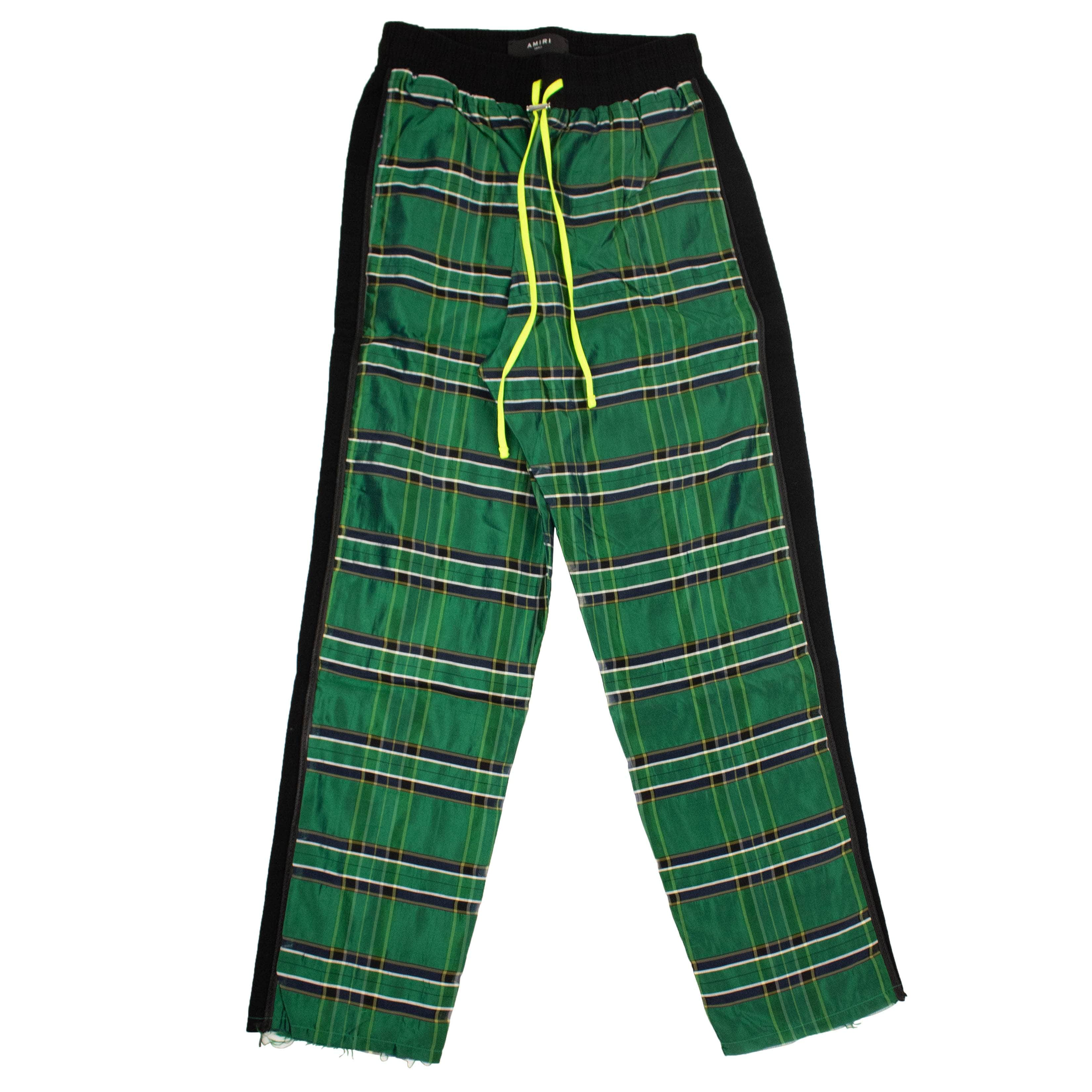 Amiri 93-AMR-1025/XS NWT AMIRI Green Silk Plaid Track Pants Size XS $1350 93-AMR-1025/XS