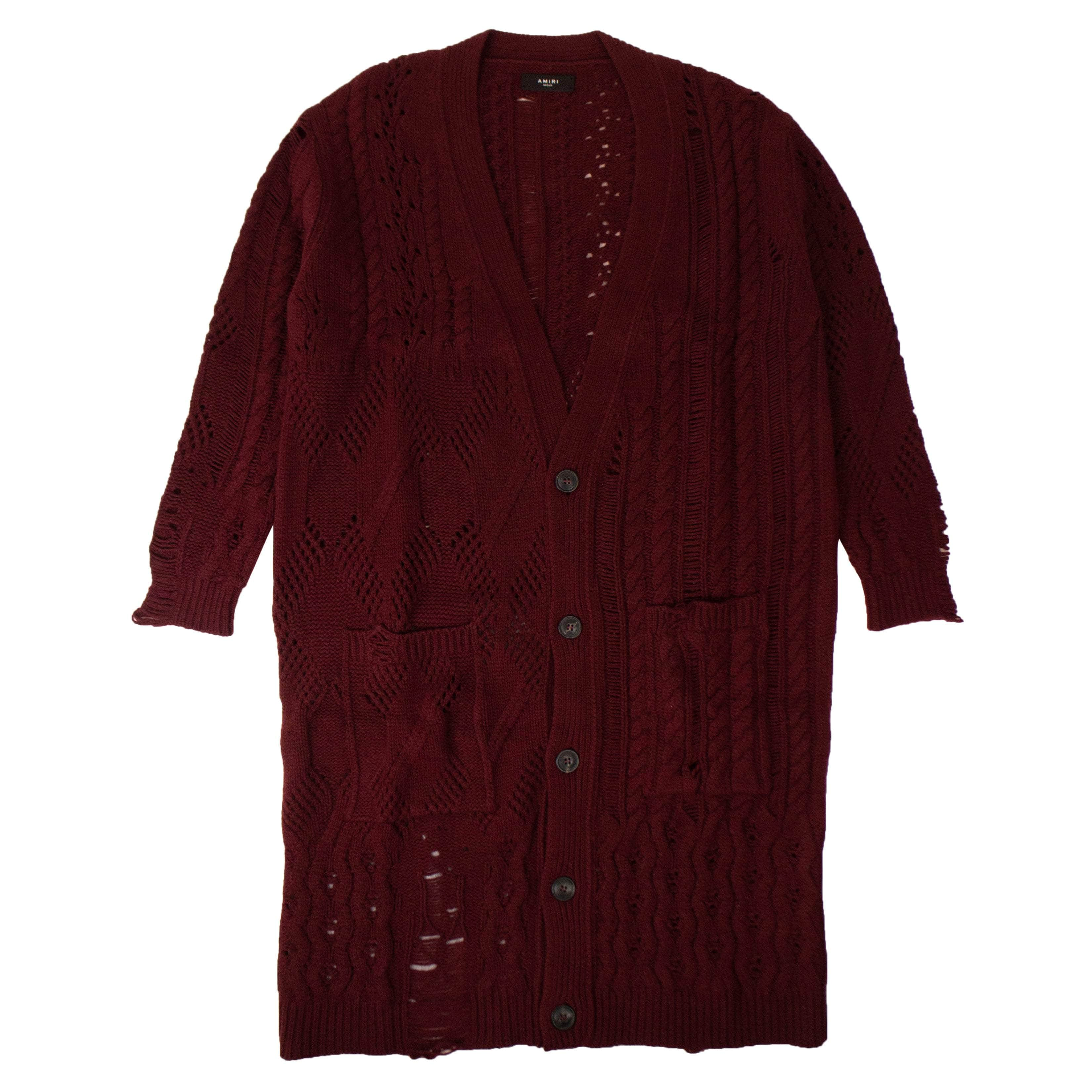 Amiri 93-AMR-1089/M NWT AMIRI Burgundy Oversized Multipoint Cardigan Sweater Size M $1690 93-AMR-1089/M