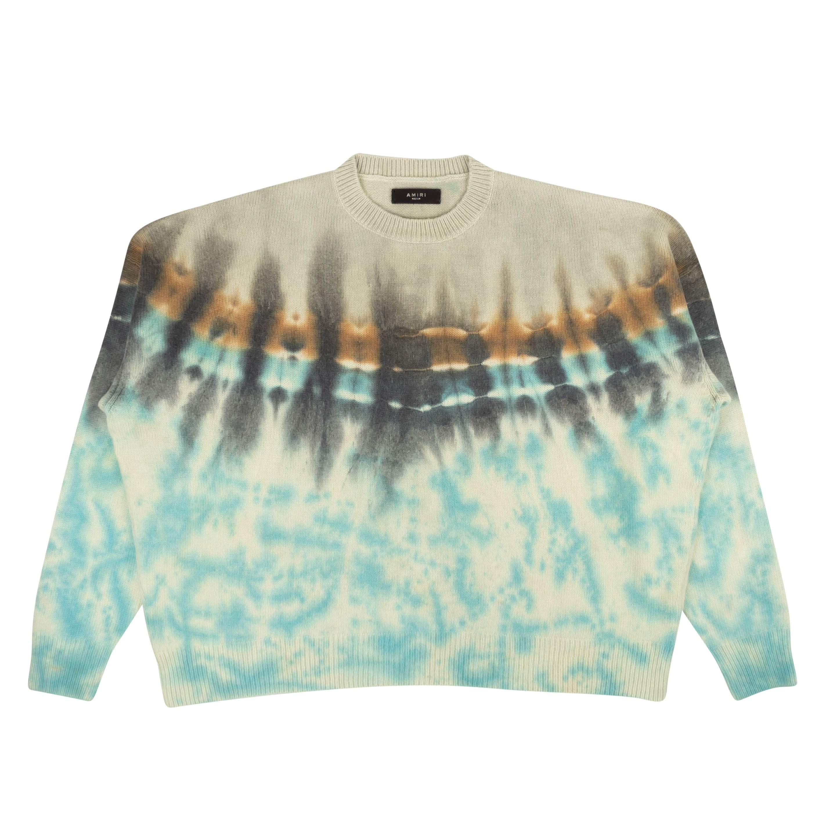 Amiri 93-AMR-1094/M NEW AMIRI Blue Tie Dye Knit Crewneck Sweater Size M $1290 93-AMR-1094/M