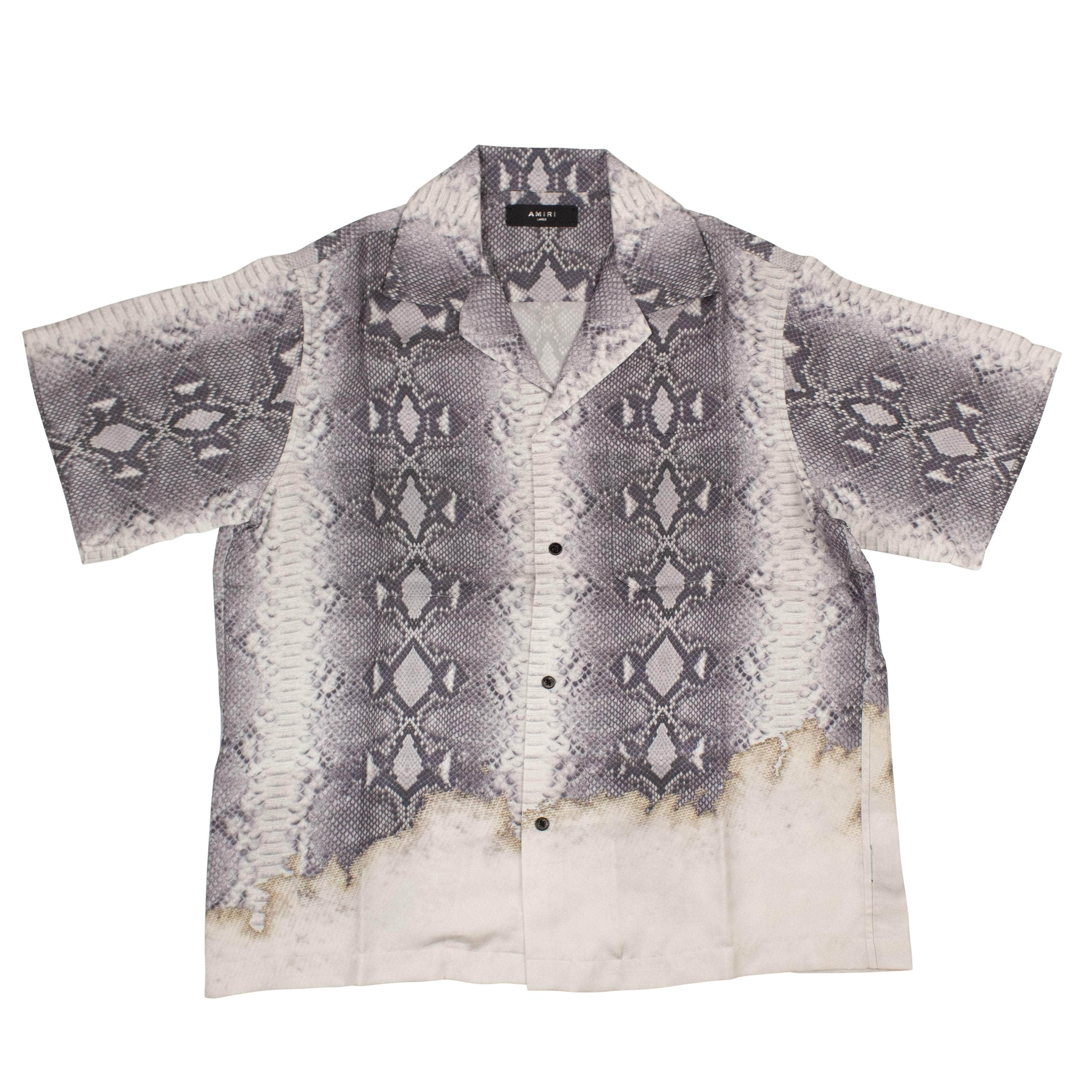 Amiri 93-AMR-1096/XL NEW AMIRI Grey Snakeskin Shirt Size XL $1090 93-AMR-1096/XL