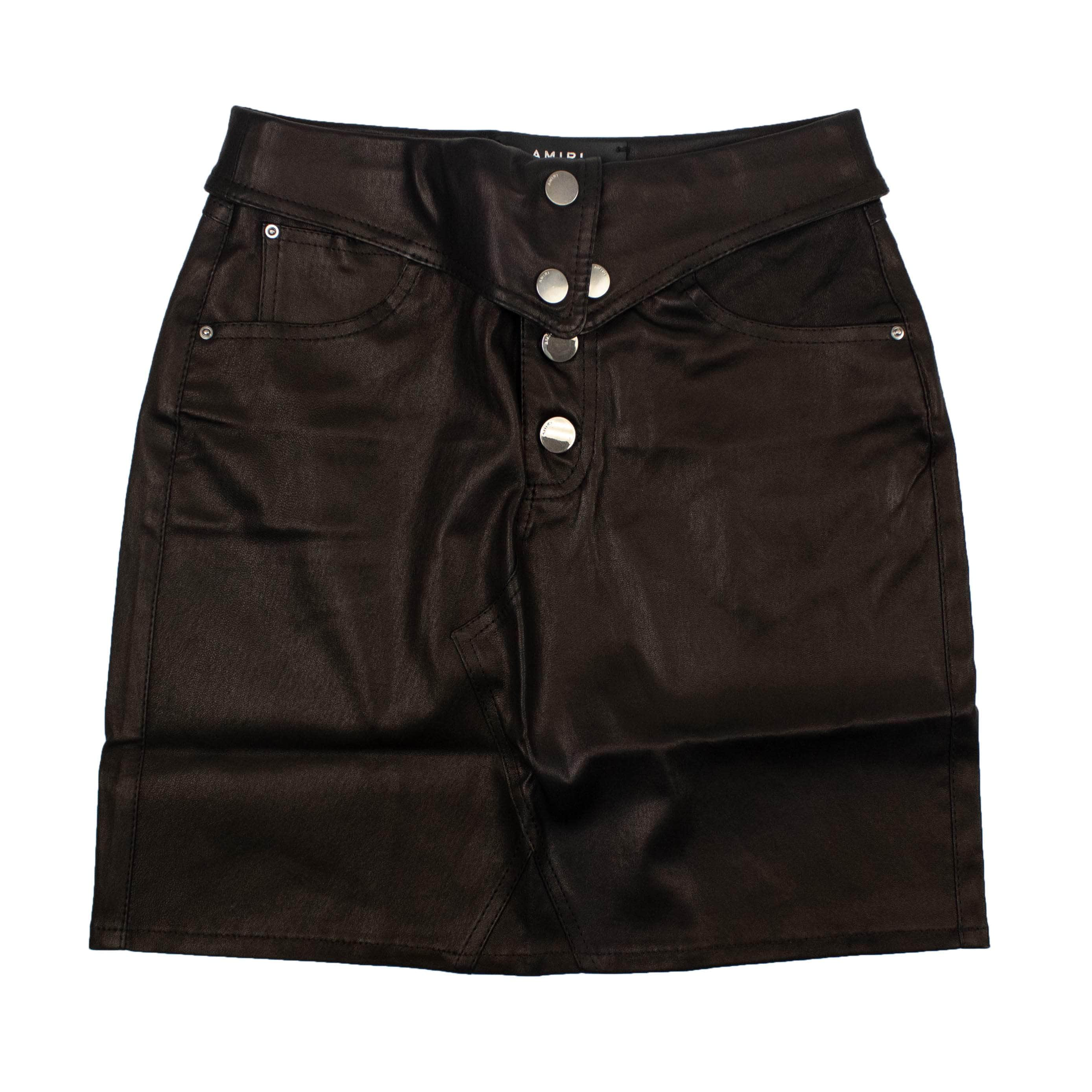 Amiri 93-AMR-1159/2 NEW AMIRI Black Fold-Over Leather Skirt Size 2 $1590 93-AMR-1159/2