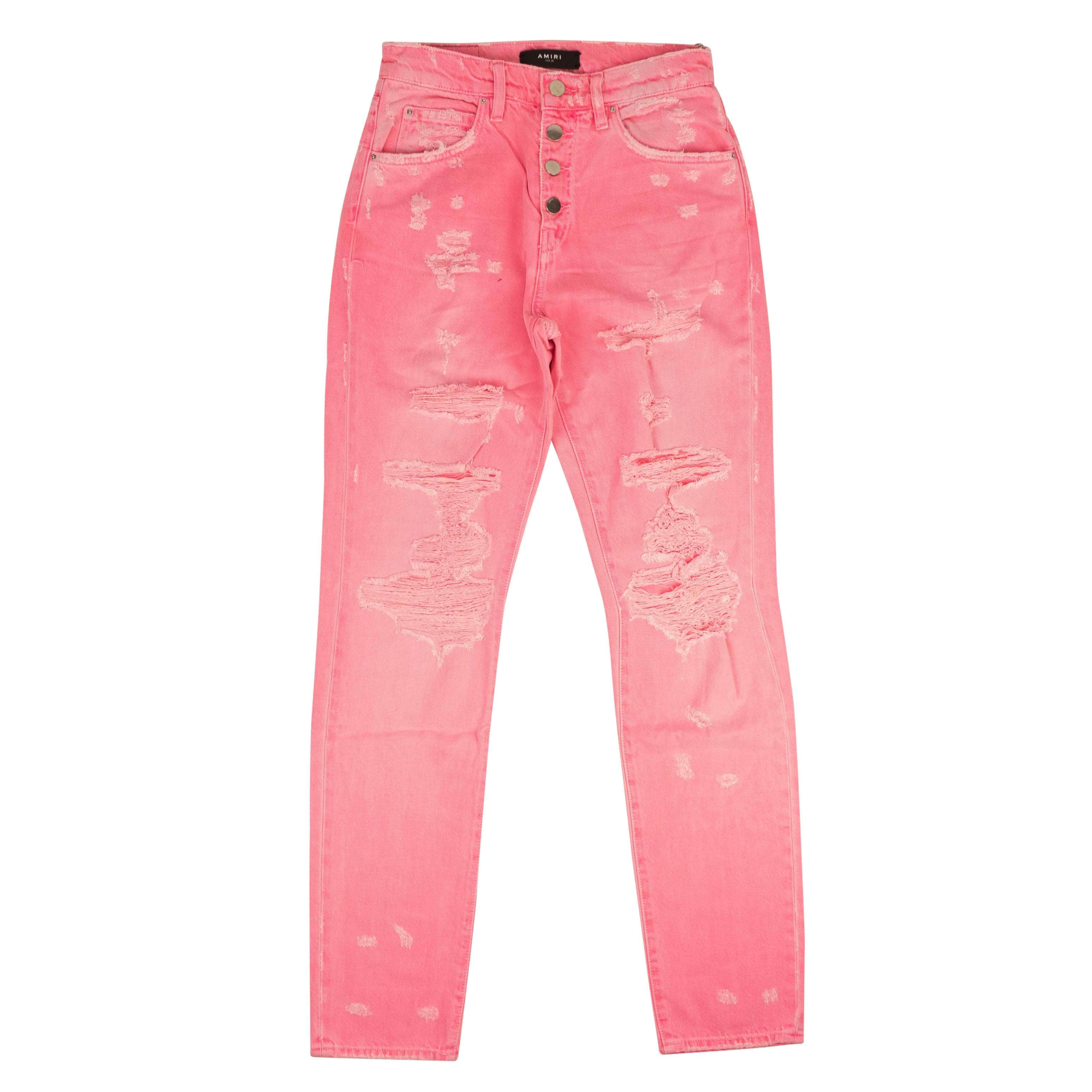 Amiri 93-AMR-1170/25 NWT AMIRI Neon Pink Slouch Destroyed Jeans Size 25 $750 93-AMR-1170/25