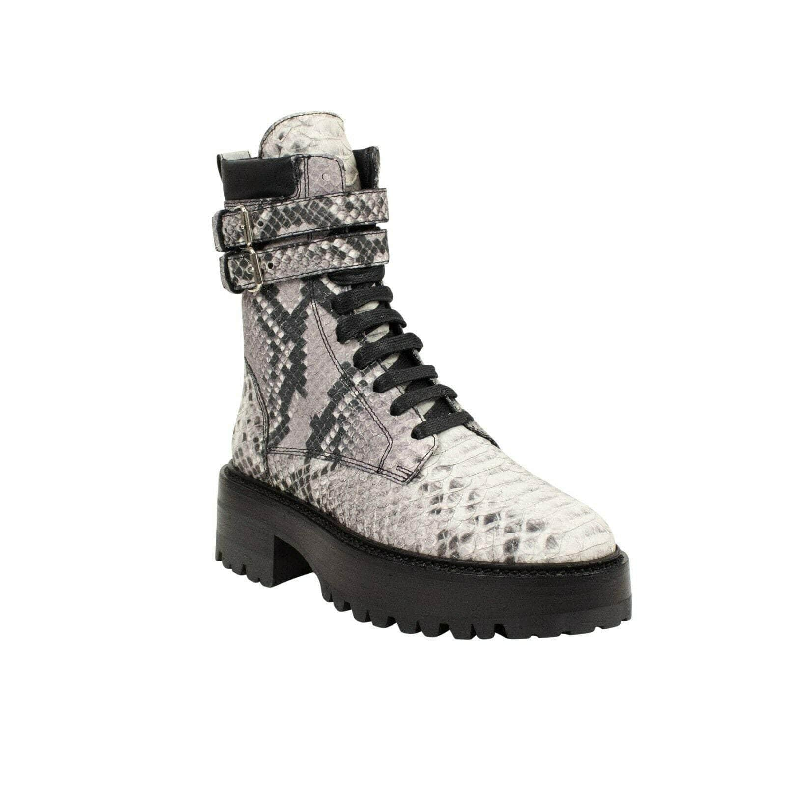 Amiri 93-AMR-2042/37 NIB AMIRI Natural Embossed Snake Combat Boots Size 7/37 $1490 93-AMR-2042/37