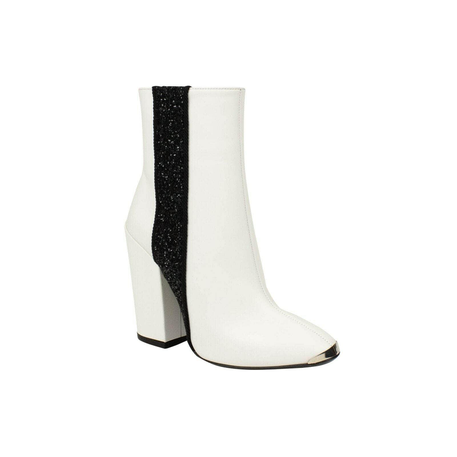 Amiri 93-AMR-2048/38 NIB AMIRI White Glitter Stripe Round Toe Boot Size 38 $750 93-AMR-2048/38