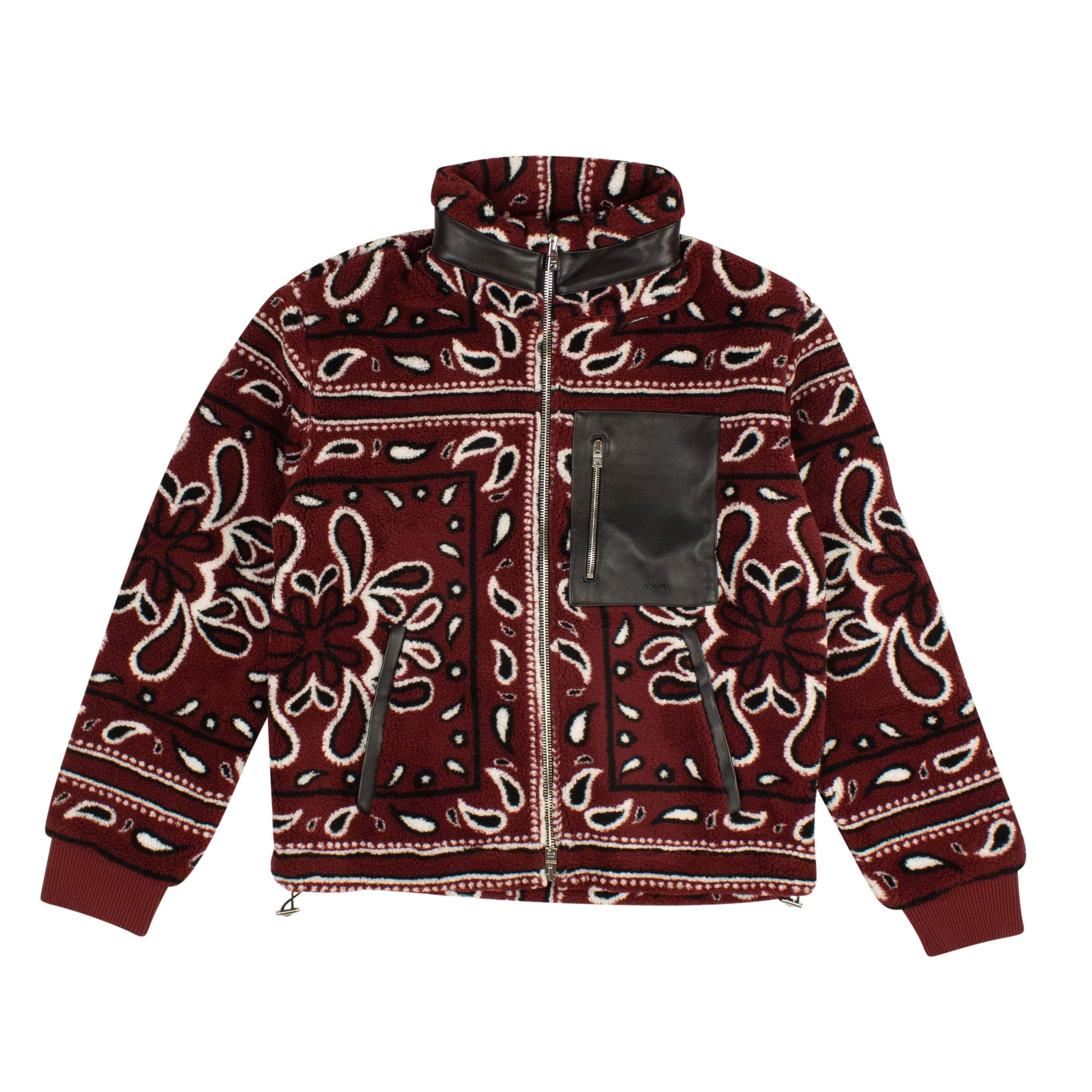 Amiri 95-AMR-0006/XS NWT AMIRI Red Printed Bandana Fleece Jacket Size XS $1190 95-AMR-0006/XS