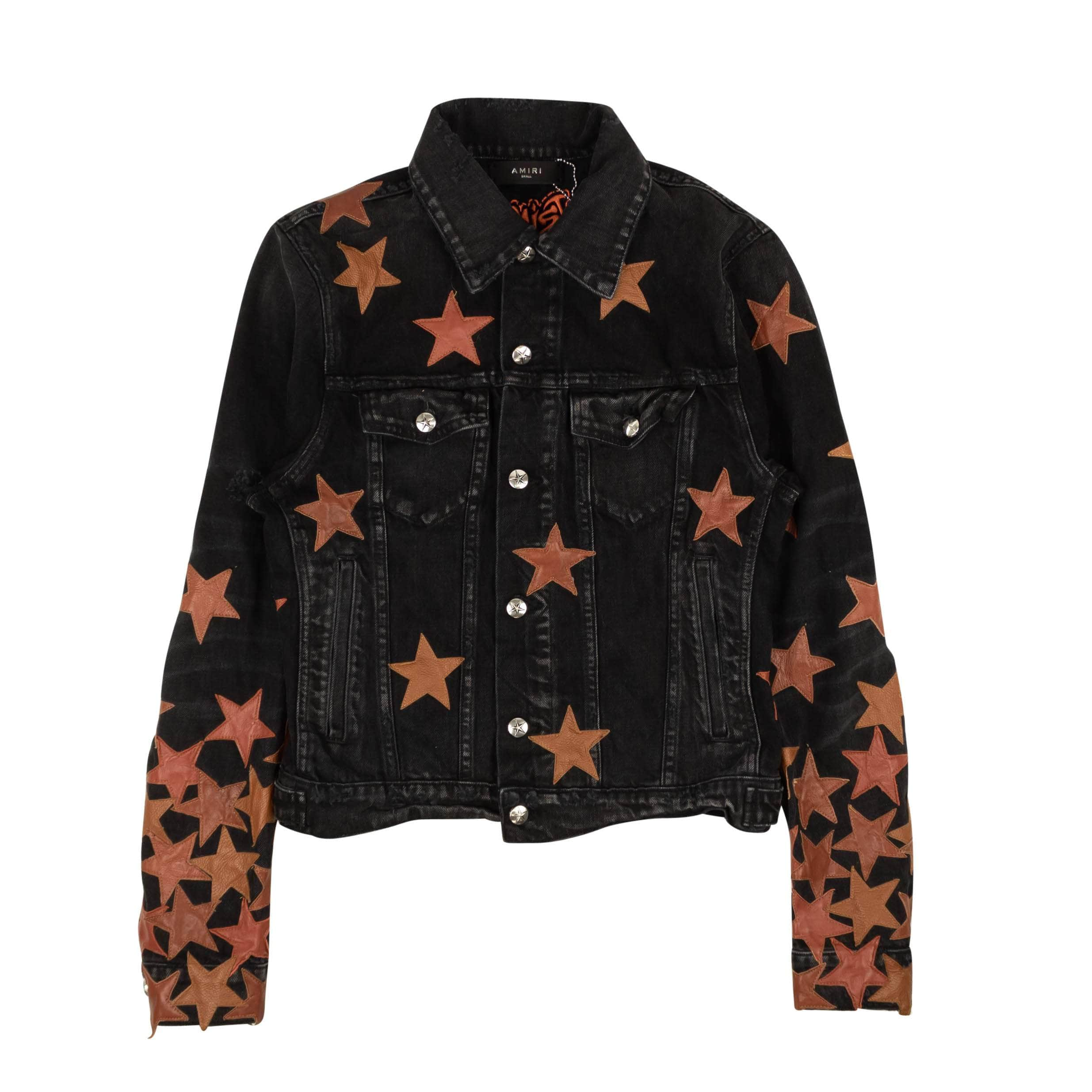 Amiri 95-AMR-0030/S NWT AMIRI Black & Orange Chemist Denim Trucker Jacket Size S $2900 95-AMR-0030/S