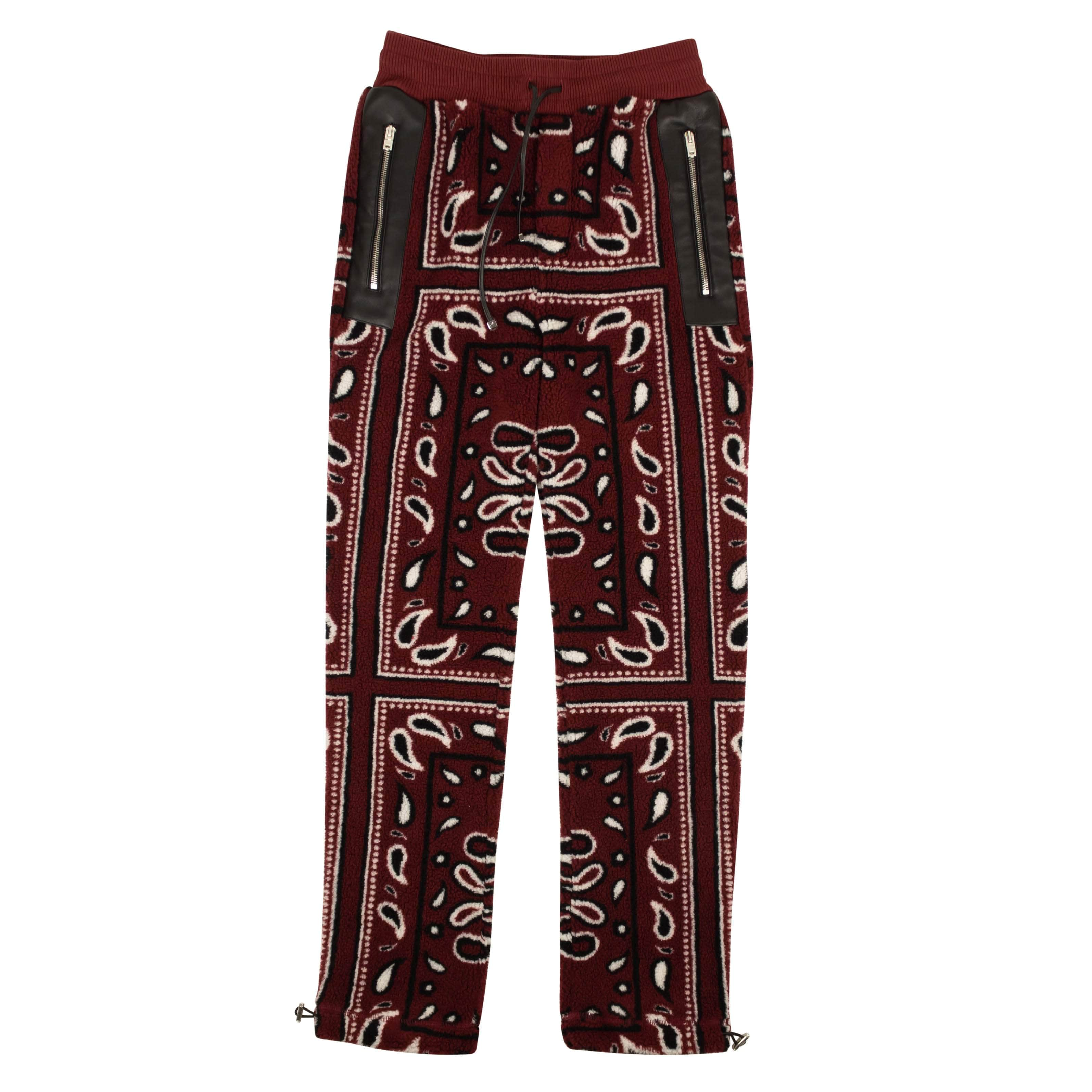 Amiri 95-AMR-1053/L NWT AMIRI Red Polar Fleece Bandana Pants Size Large 95-AMR-1053/L