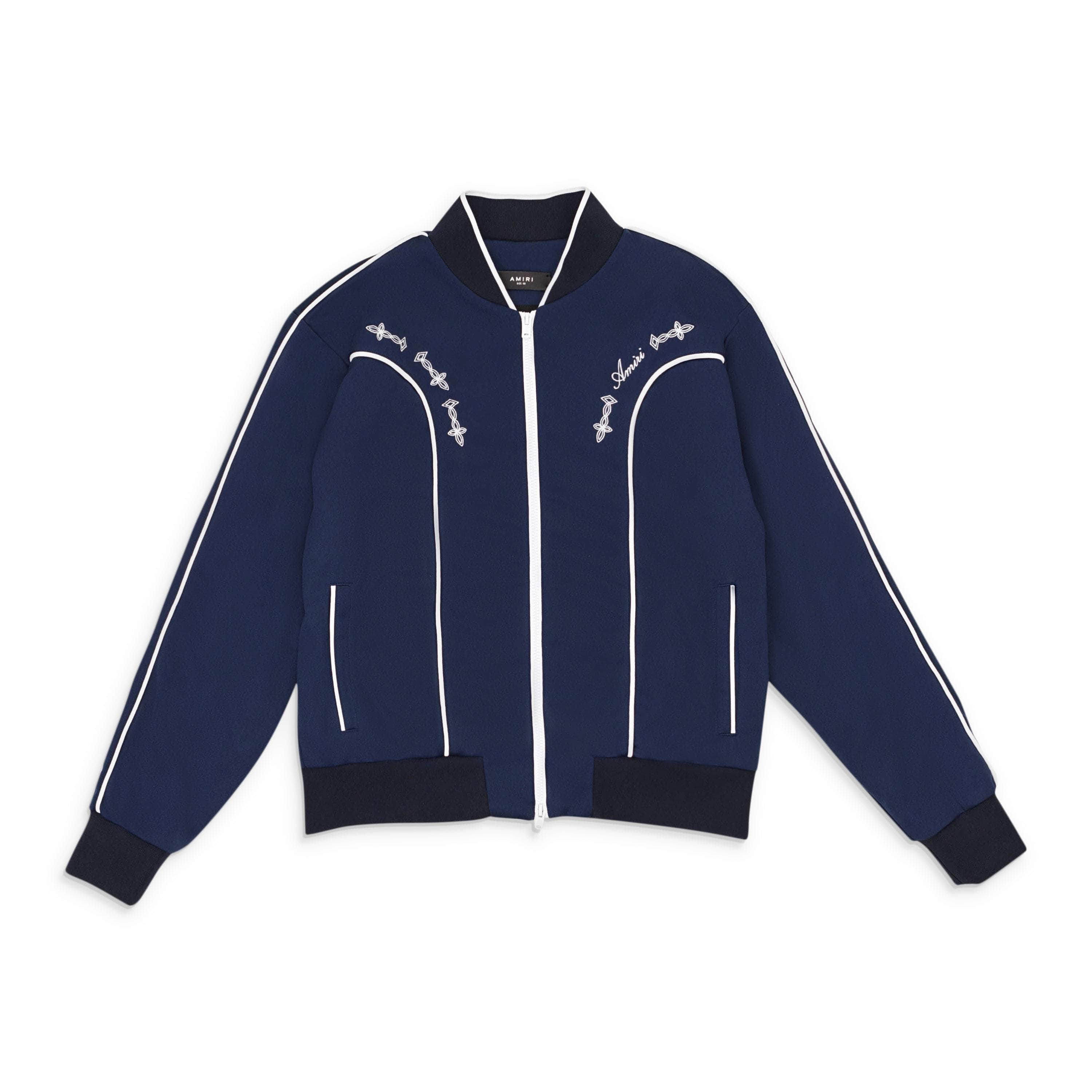 Amiri 95-AMR-1193/50 NWT AMIRI Navy Blue Sheen White Piped Track Jacket Size 50 $1290 95-AMR-1193/50