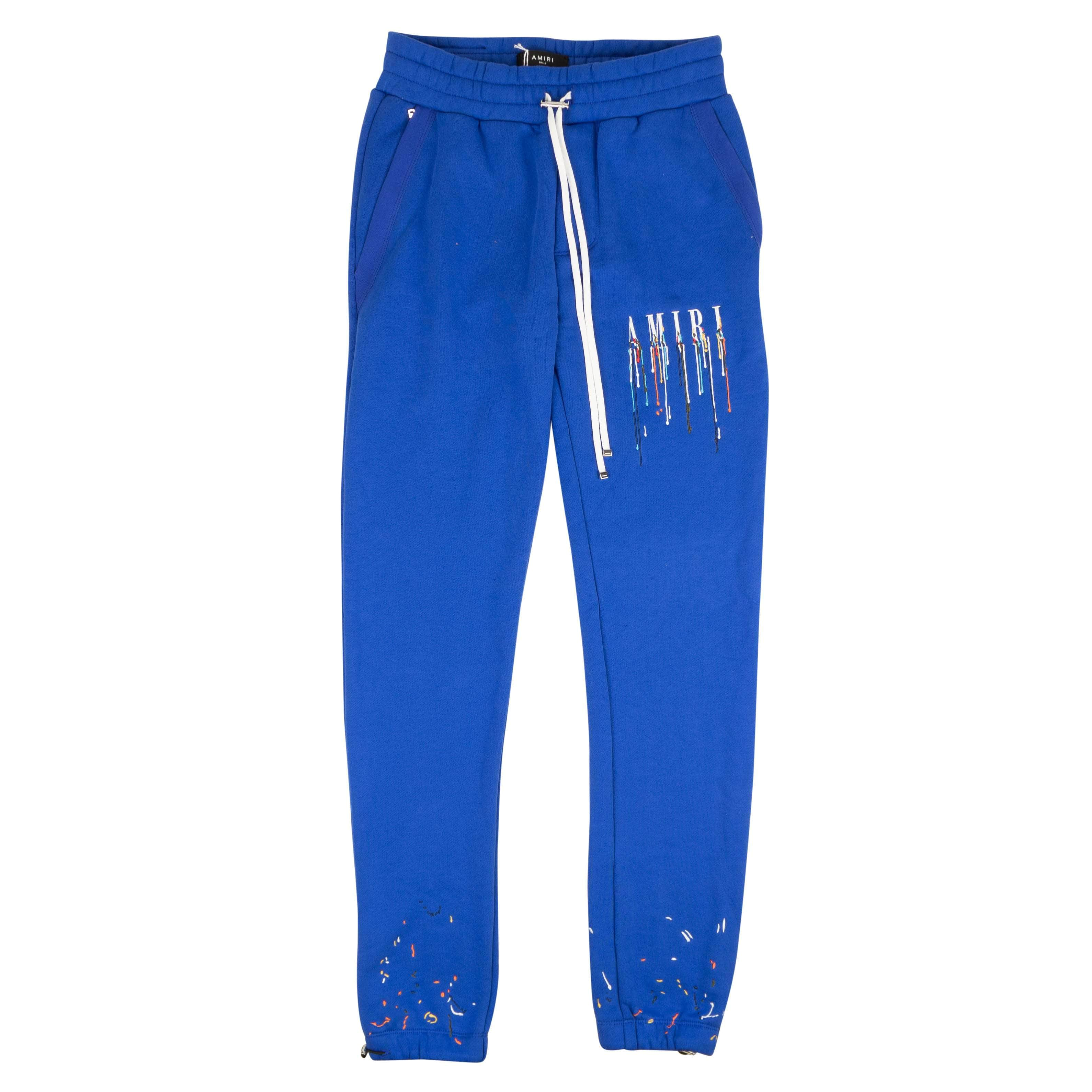 Amiri 95-AMR-1233/XS Amiri PAINT DRIP CORE LOGO SWEATPANT Blue&White Jogger Sweatpants Size XS $750 95-AMR-1233/XS