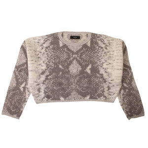 Amiri amiri, AMR, AWC1, channelenable-all, chicmi, couponcollection, gender-womens, main-clothing, size-xs, SPO, under-250, womens-cardigans XS Women's Gray Snake Print Crewneck Sweater 93-AMR-1142/XS 93-AMR-1142/XS