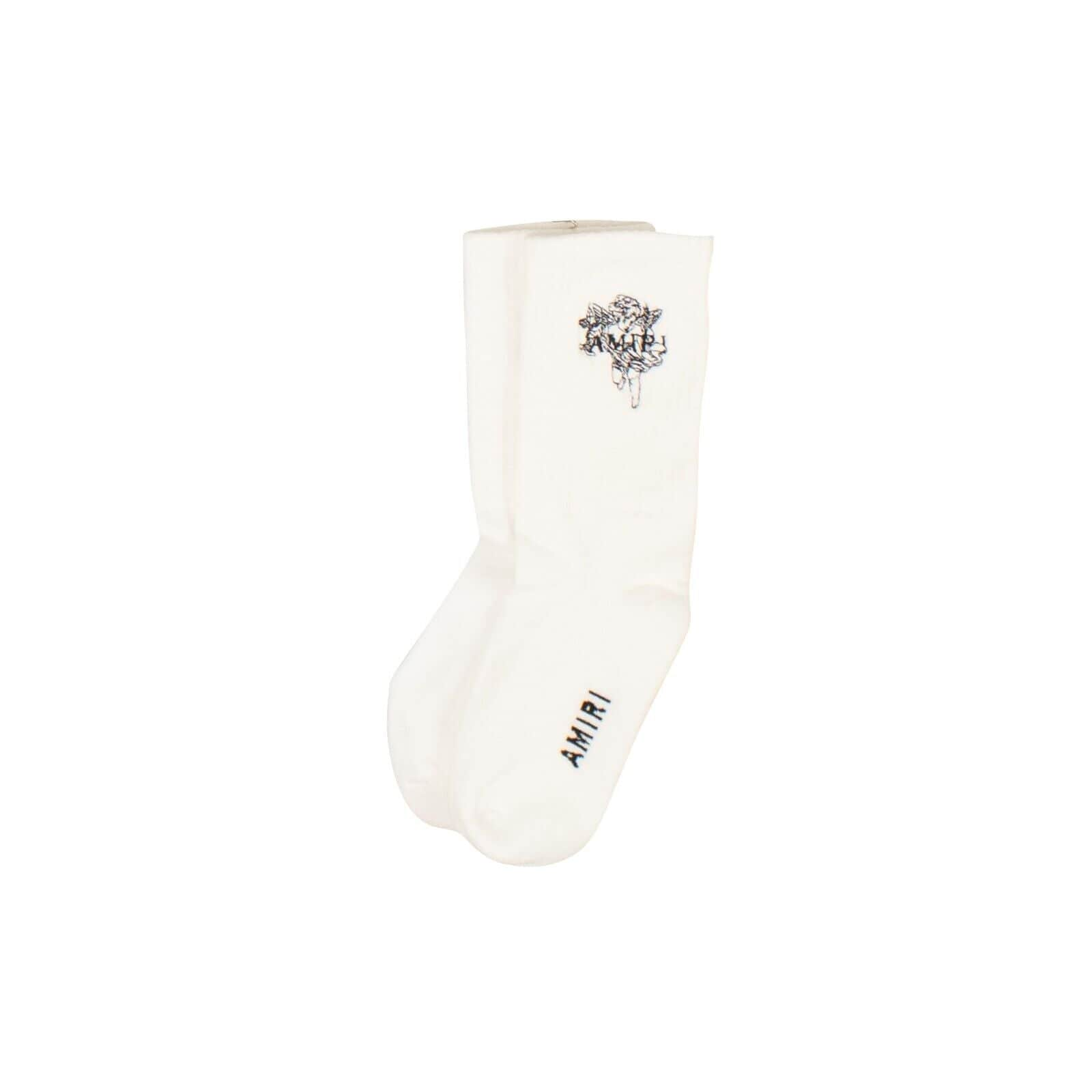 Amiri AMR-XACC-0087/43-44 NWT AMIRI White Cherub Cotton Socks Size 43-44 $120 AMR-XACC-0087/43-44