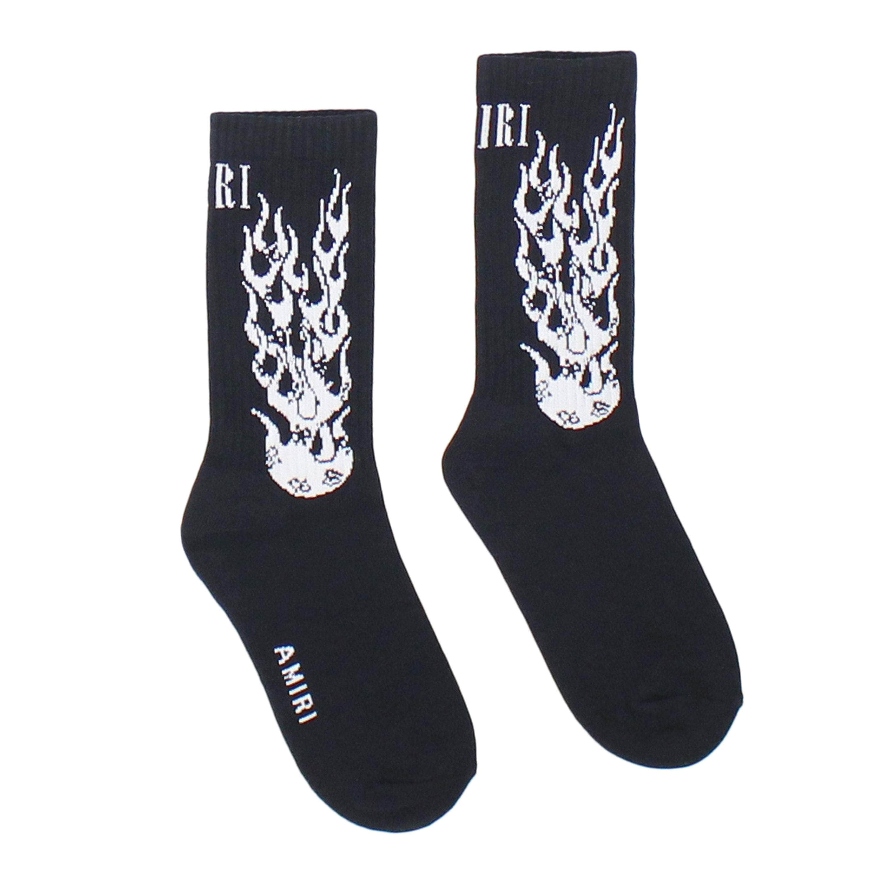 Amiri AMR-XACC-0154/41-42 NWT Amiri FLAMES SOCK Black Socks Size 41-42 $120 AMR-XACC-0154/41-42