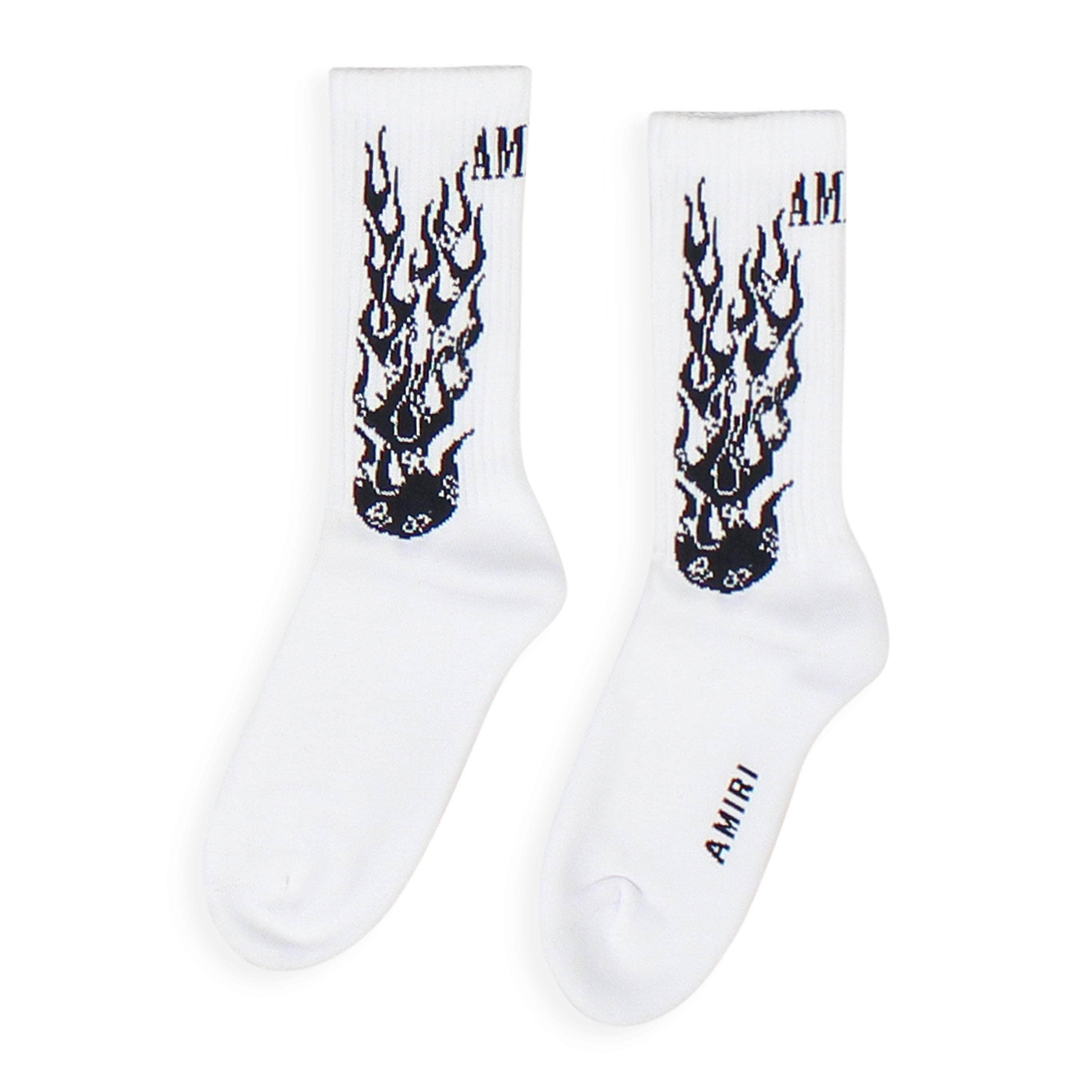 Amiri AMR-XACC-0155/41-42 NWT Amiri FLAMES SOCK White Socks Size 41-42 $120 AMR-XACC-0155/41-42