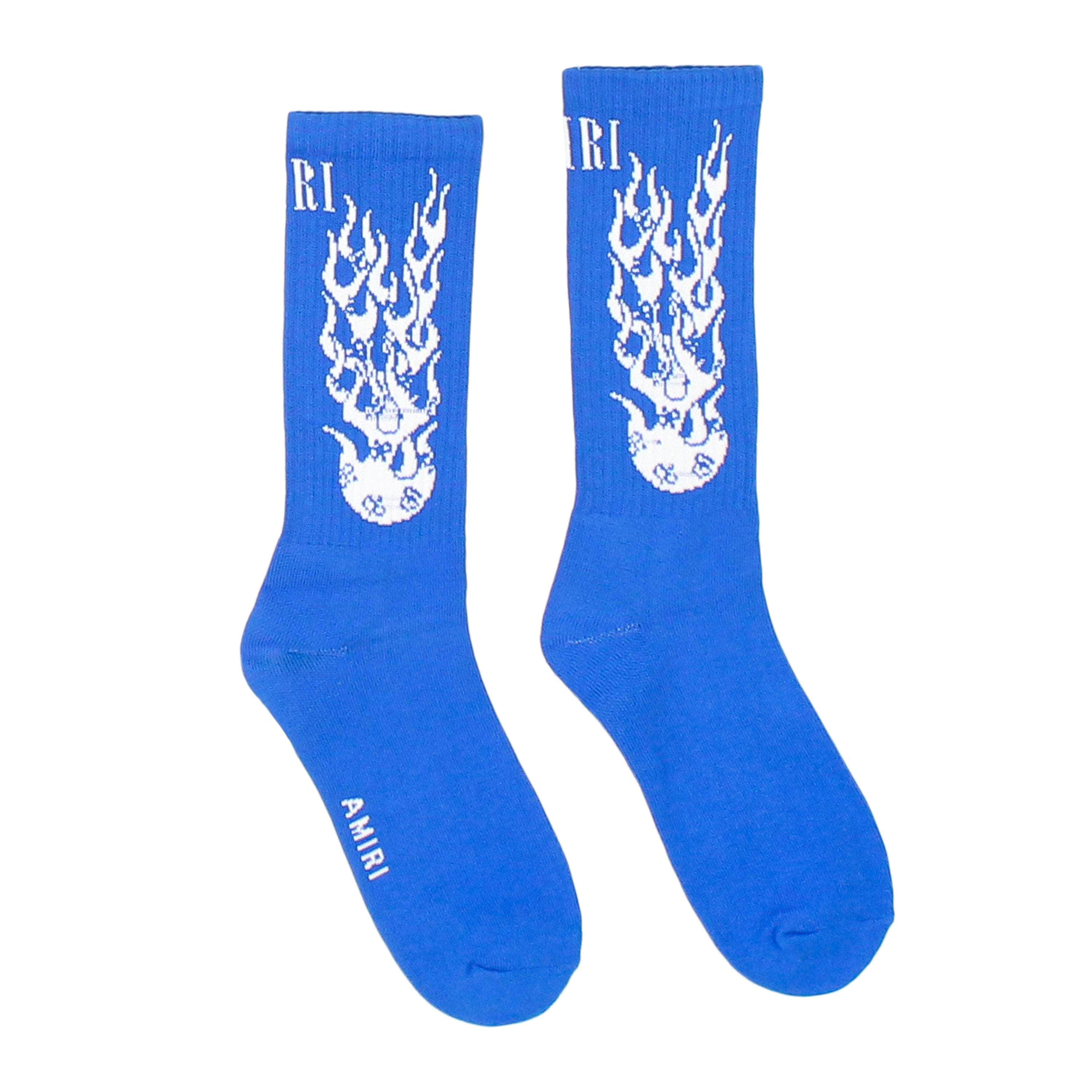 Amiri AMR-XACC-0156/41-42 NWT Amiri FLAMES SOCK Blue Socks Size 41-42 $120 AMR-XACC-0156/41-42