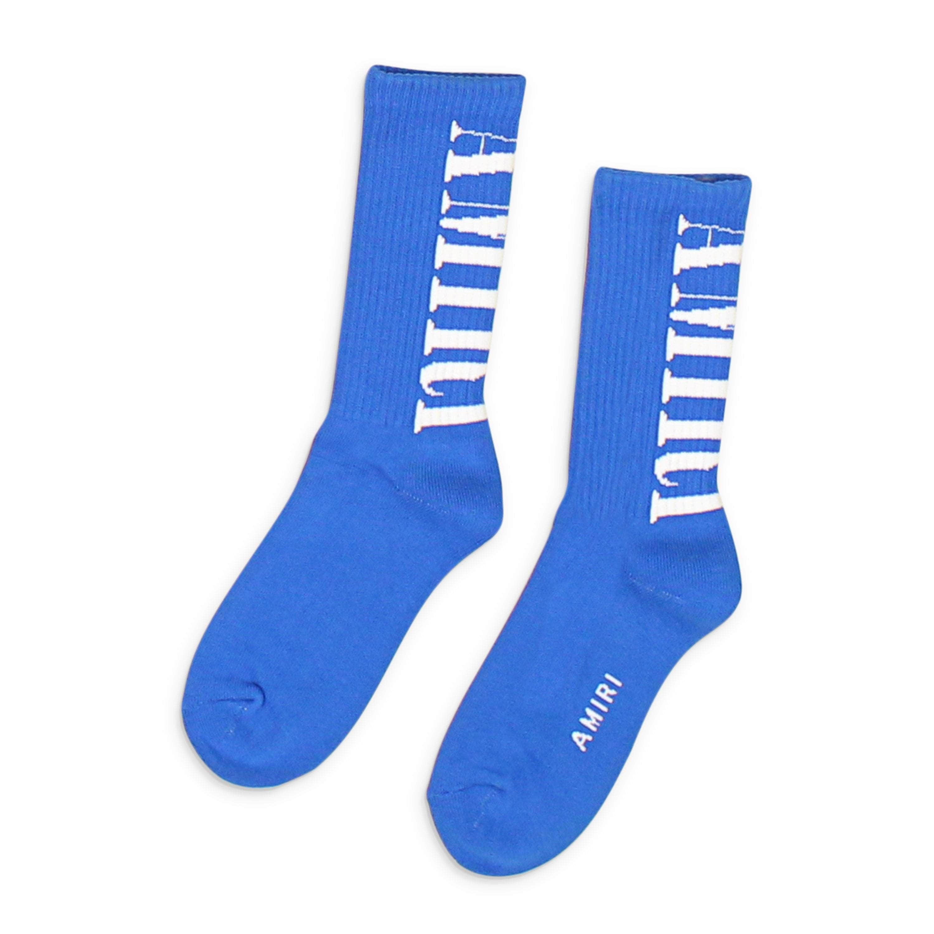 Amiri AMR-XACC-0164/41-42 NWT Amiri VERTICAL CORE LOGO SOCK Blue Socks Size 41-42 $120 AMR-XACC-0164/41-42