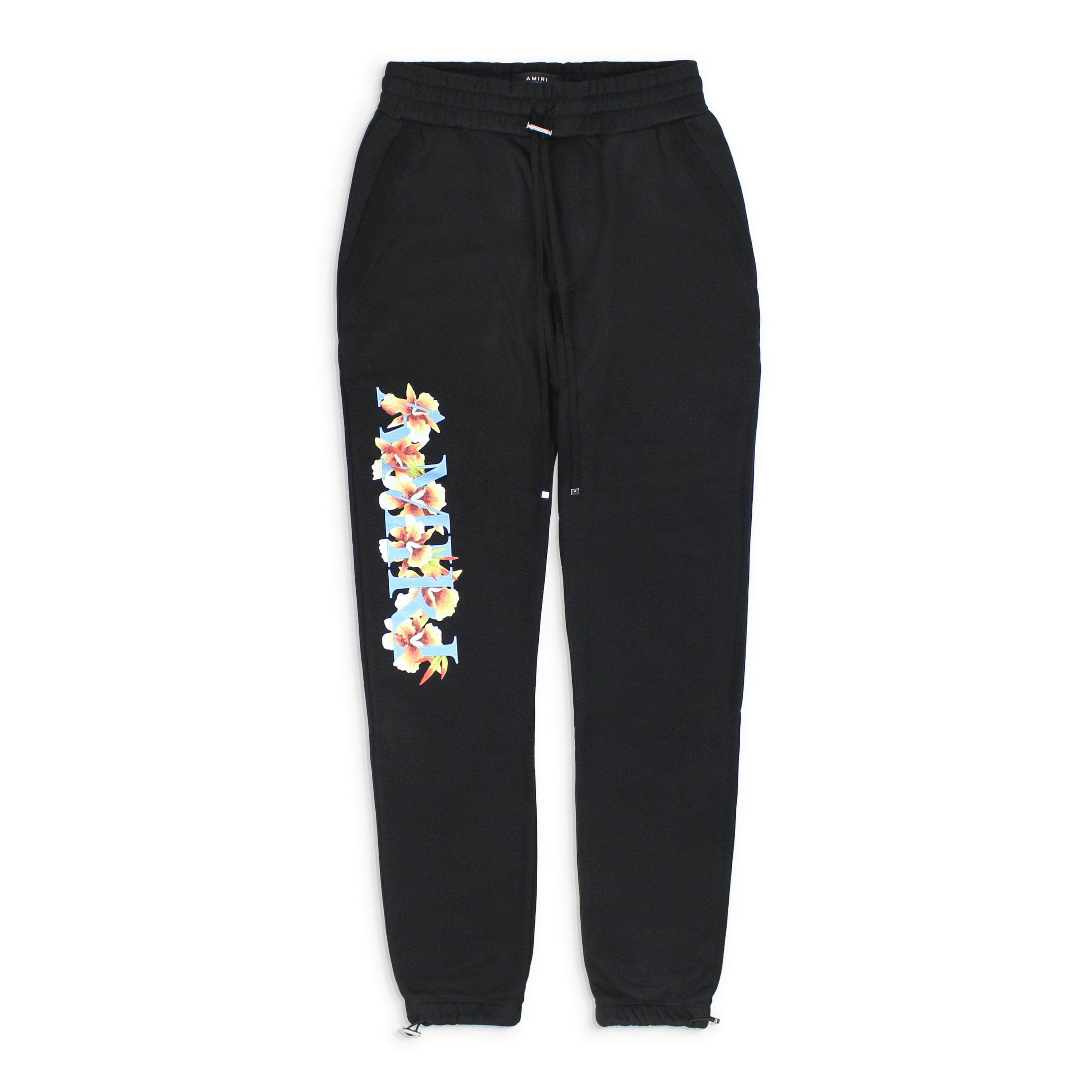 Amiri AMR-XBTM-0144/L NWT Amiri AMIRI HIBISCUS LOGO SWEATPANTS Black Jogger Sweatpants Size L $790 AMR-XBTM-0144/L