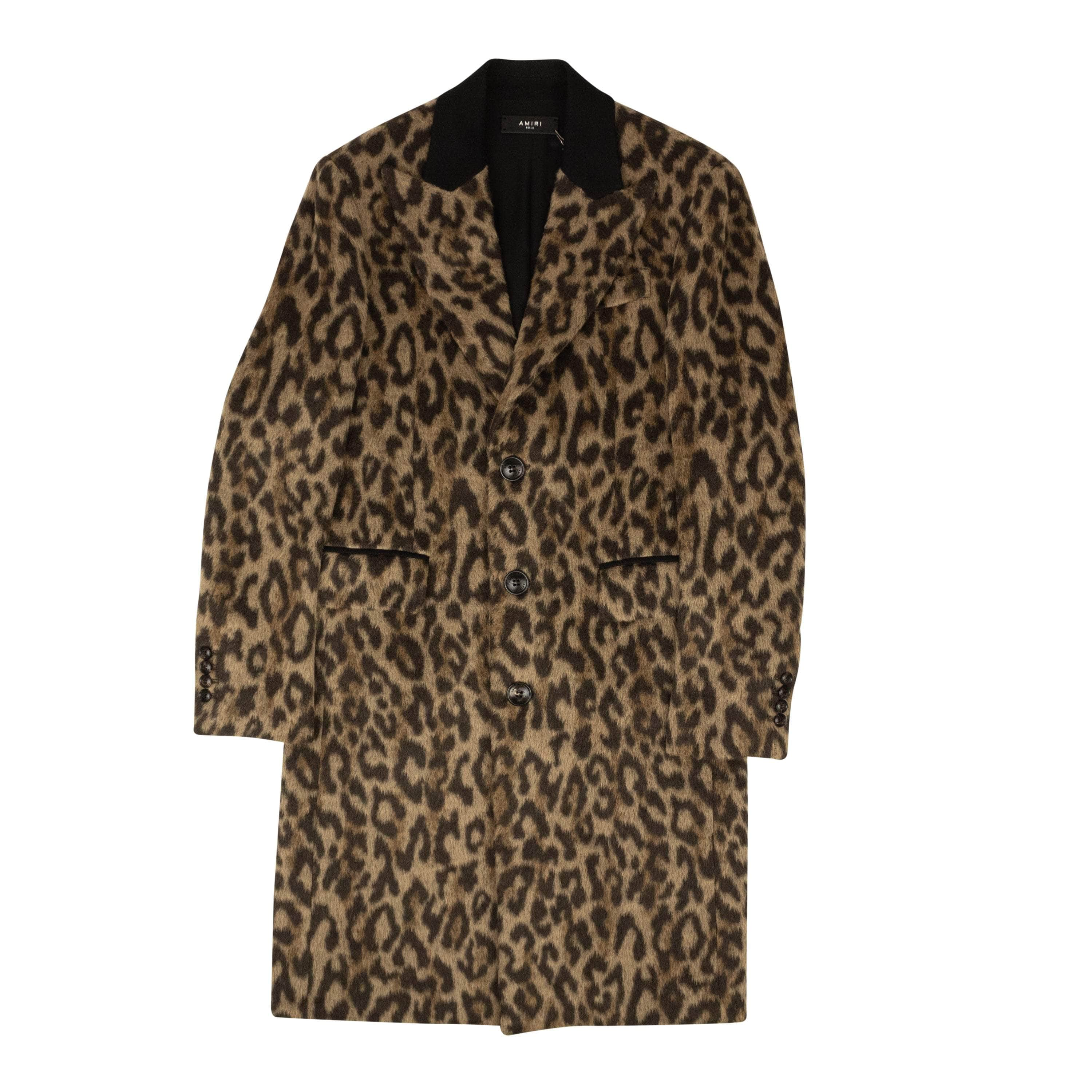 Amiri AMR-XOTW-0009/50 AMR-XOTW-0009/50 MOL002_905 Brown Amiri Leopard Single Breasted Coat Size 50 AMR-XOTW-0009/50