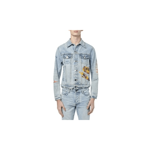 Amiri AMR-XOTW-0045/M NWT AMIRI Blue Playboy Magazine Trucker Jacket Size M $1590 AMR-XOTW-0045/M