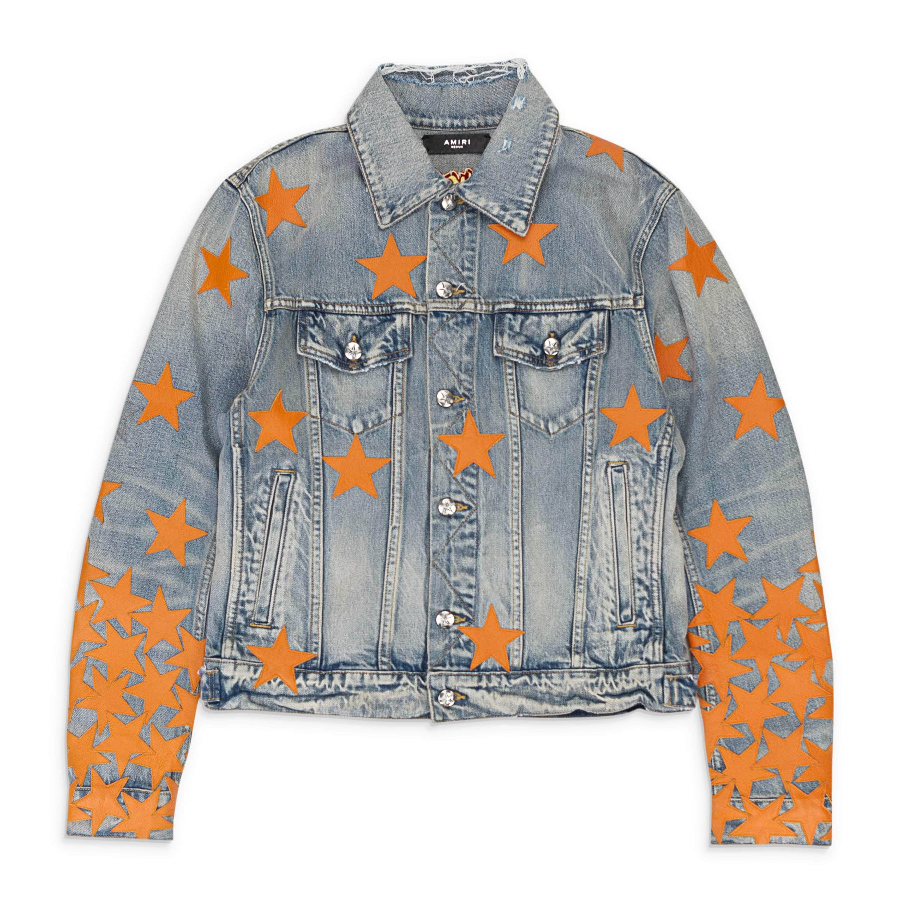 Amiri AMR-XOTW-0061/L NWT Amiri CHEMIST STAR TRUCKER Clay Indigo Denim Jackets Size L $2490 AMR-XOTW-0061/L