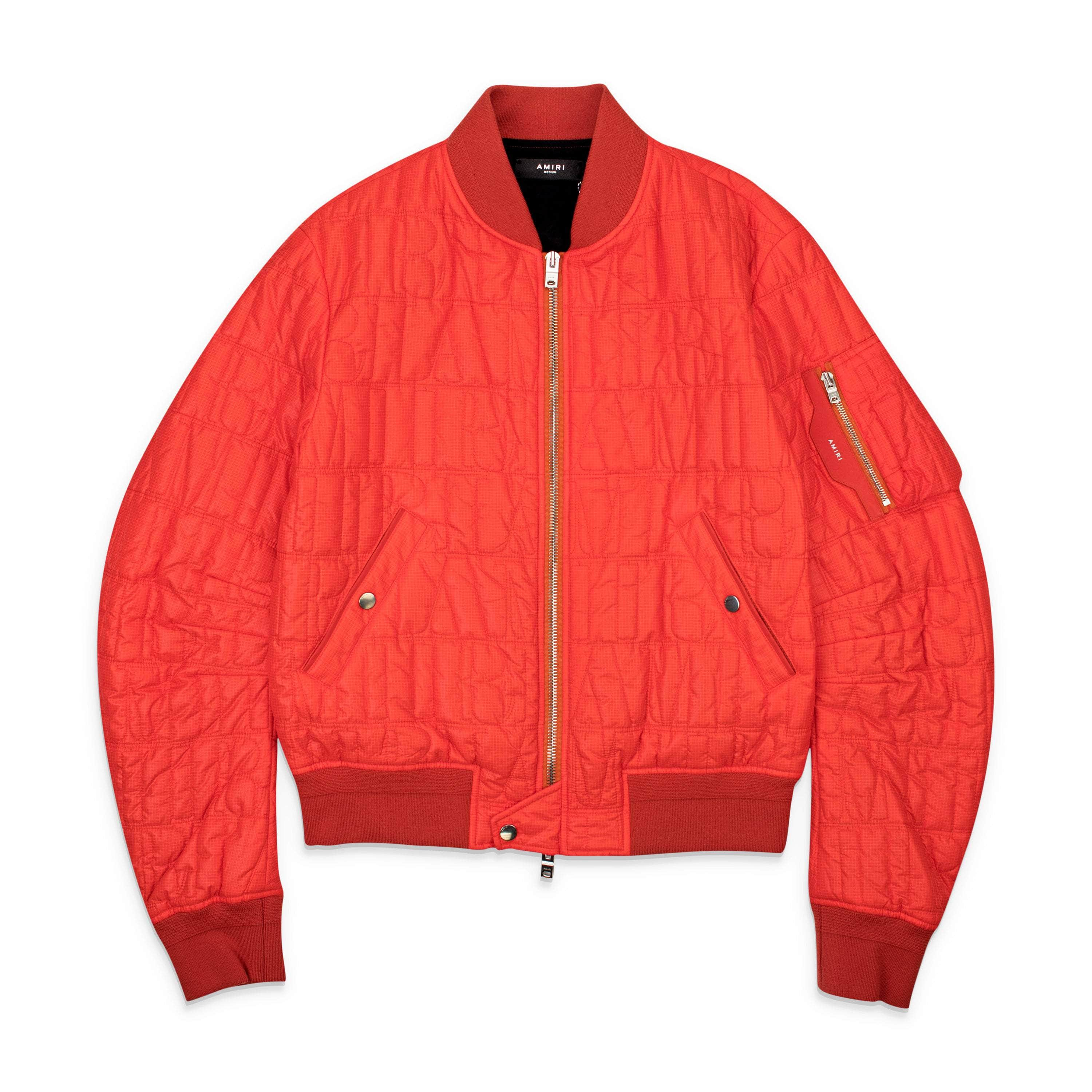 Amiri AMR-XOTW-0071/L Amiri Orange QUILTED LOGO Jacket Bomber  Size L $1890 AMR-XOTW-0071/L