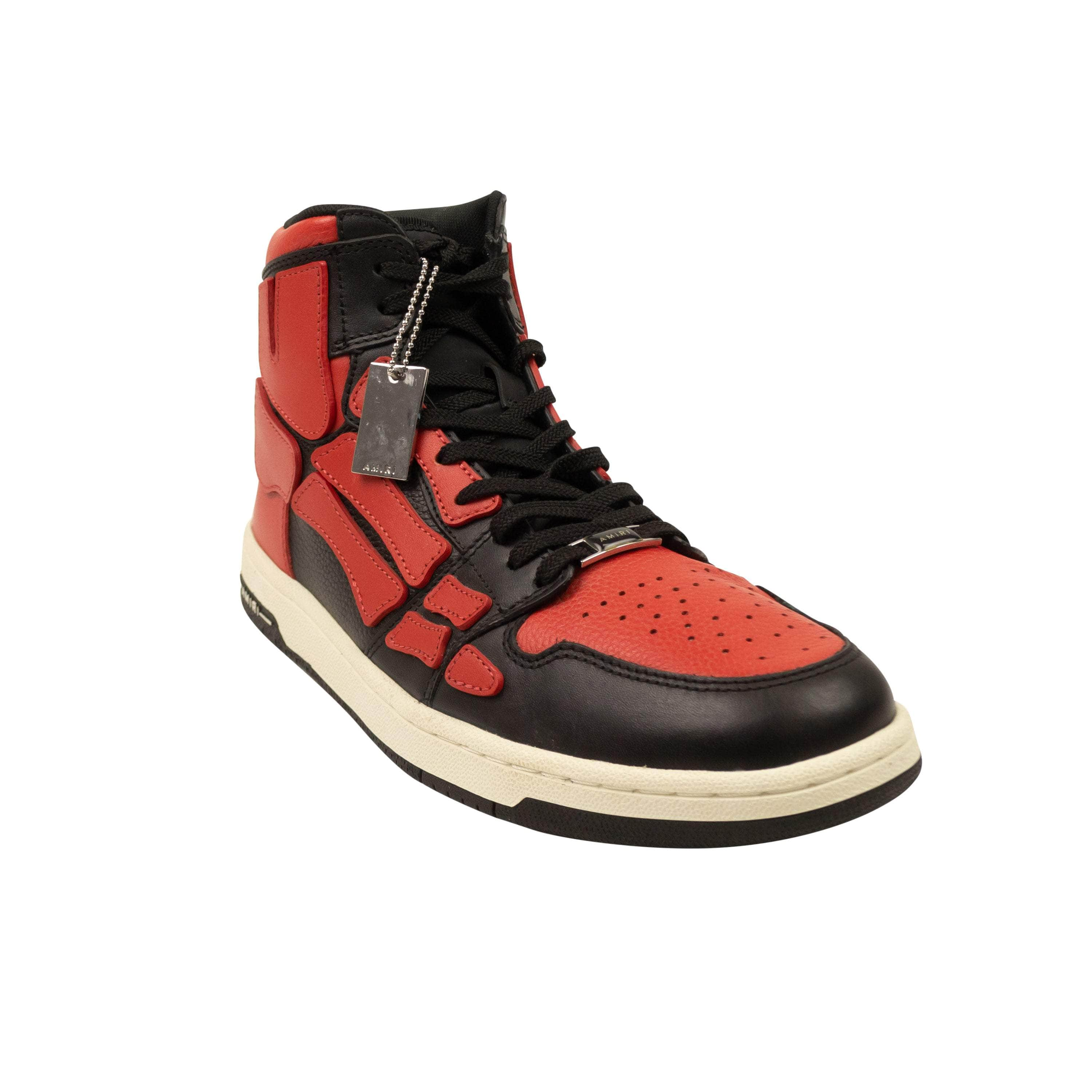 Amiri AMR-XSNK-0008/41 NIB AMIRI Black & Red Leather Skeleton High Top Sneakers Size 41 $780 AMR-XSNK-0008/41