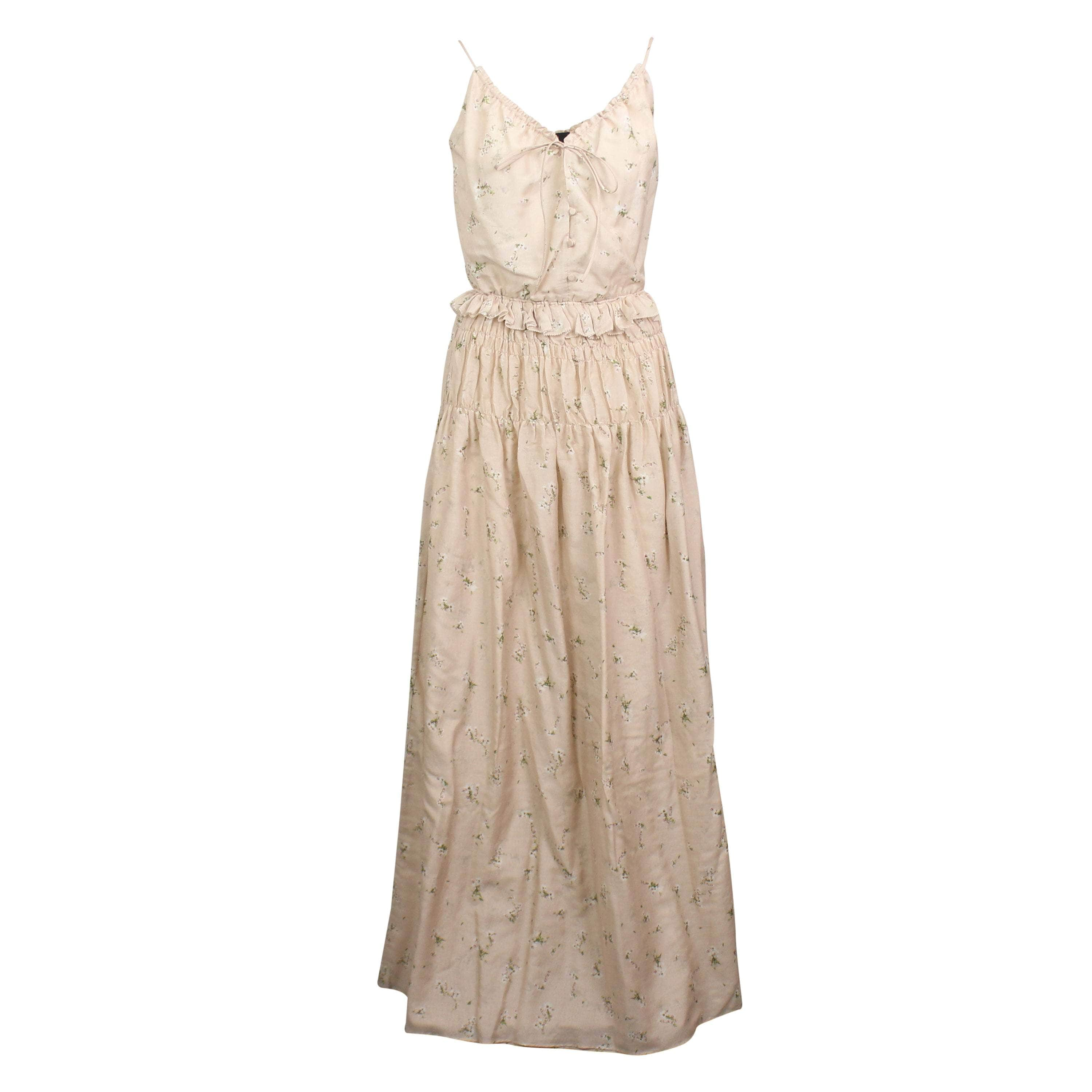 Amiri AMR-XTPS-0019/36 NWT AMIRI Nude Cotton Floral Design Voile Maxi Dress Size 0/36 $1890 AMR-XTPS-0019/36