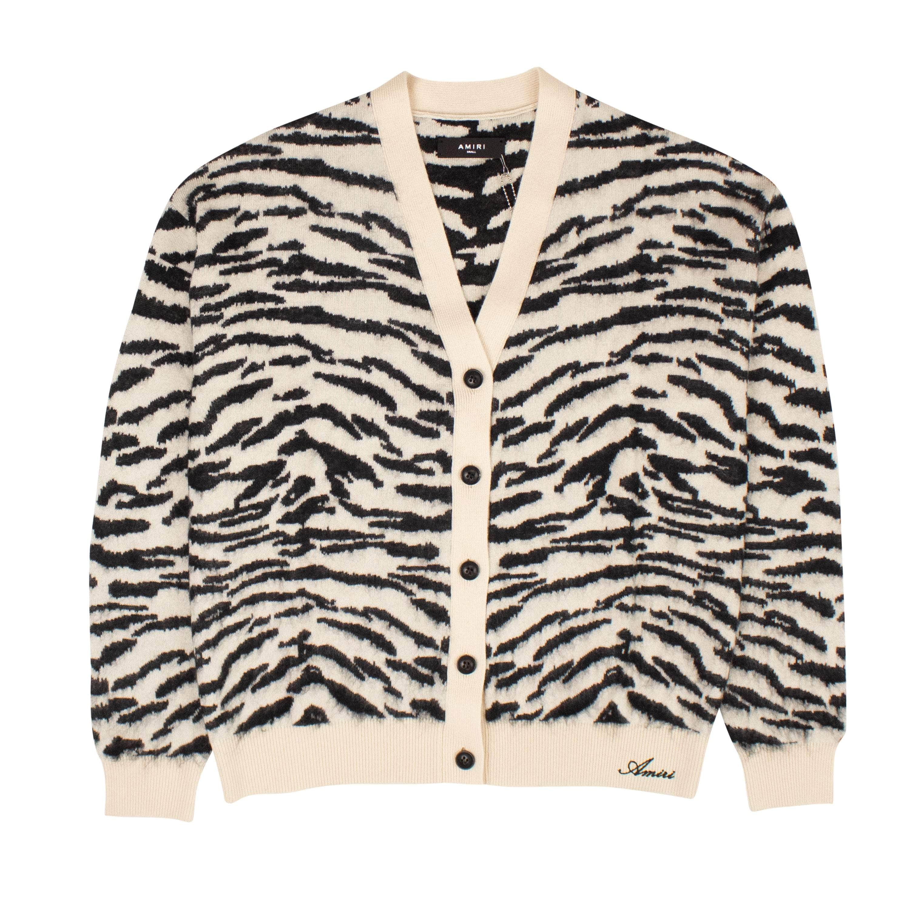 Amiri AMR-XTPS-0208/L NWT AMIRI Black & White Animal Jacquard Cardigan Size L $1190 AMR-XTPS-0208/L