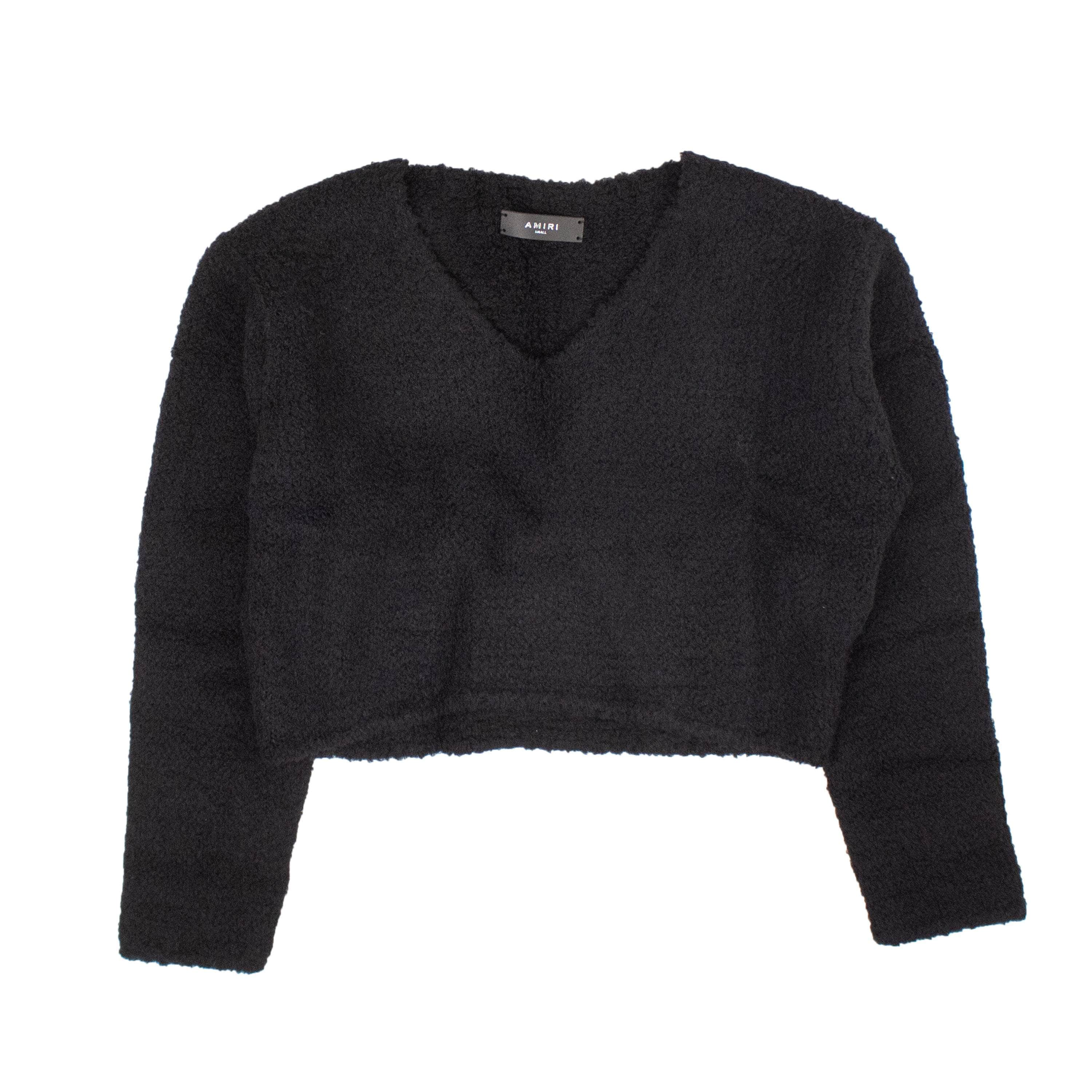 Amiri AMR-XTPS-0209/XS NWT AMIRI Black Cropped Boucle Sweater Size XS $790 AMR-XTPS-0209/XS