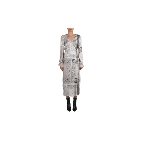 Amiri AMR-XTPS-0239/38 NWT AMIRI Grey Bandana Recon Kimono Dress Size 2/38 $1650 AMR-XTPS-0239/38